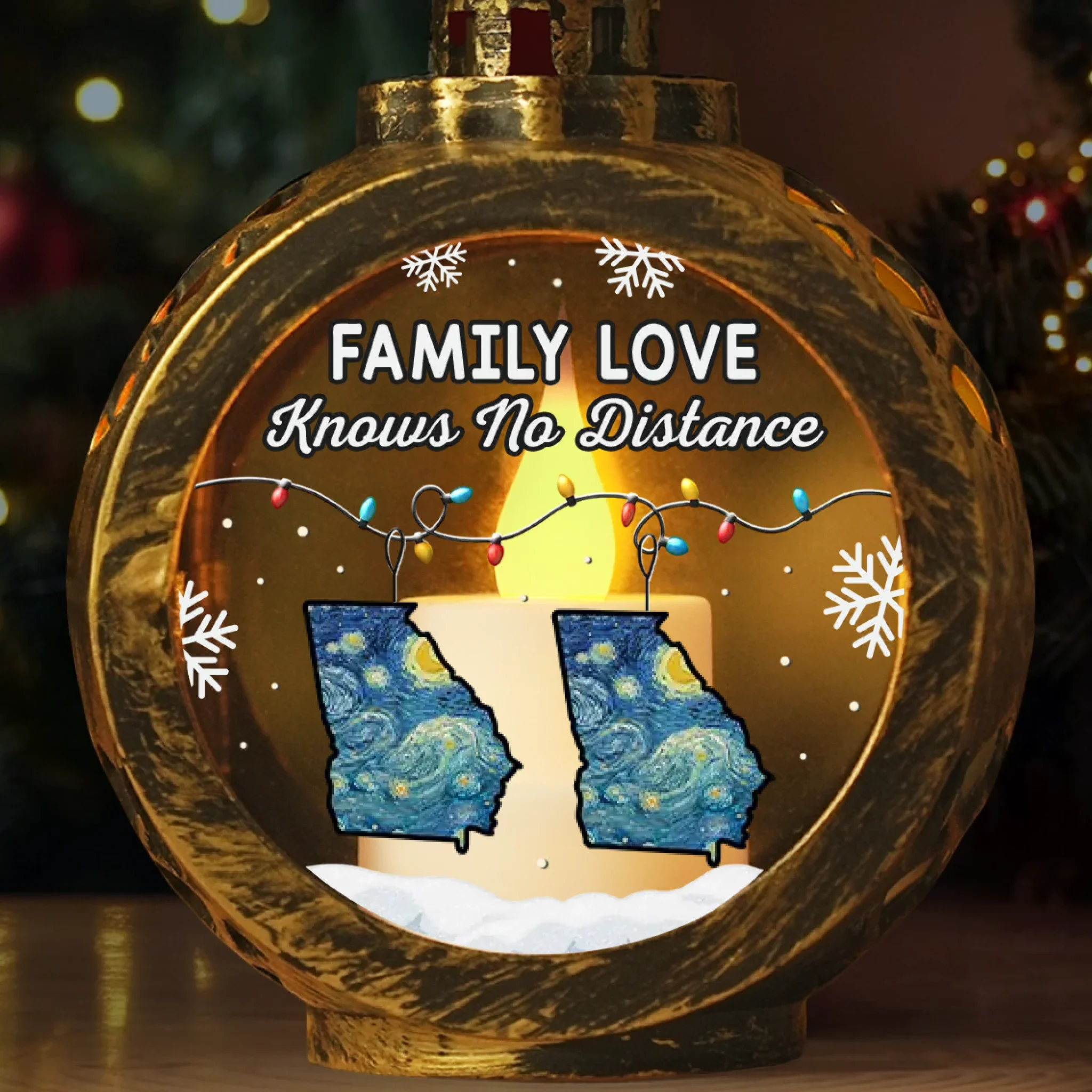 Custom Long Distance Candlelight Lantern Ornament -  Personalized Christmas Birthday Gifts For Mom, Dad, Brother, Sister, Kids - Miles Apart Close At Heart - Robaser