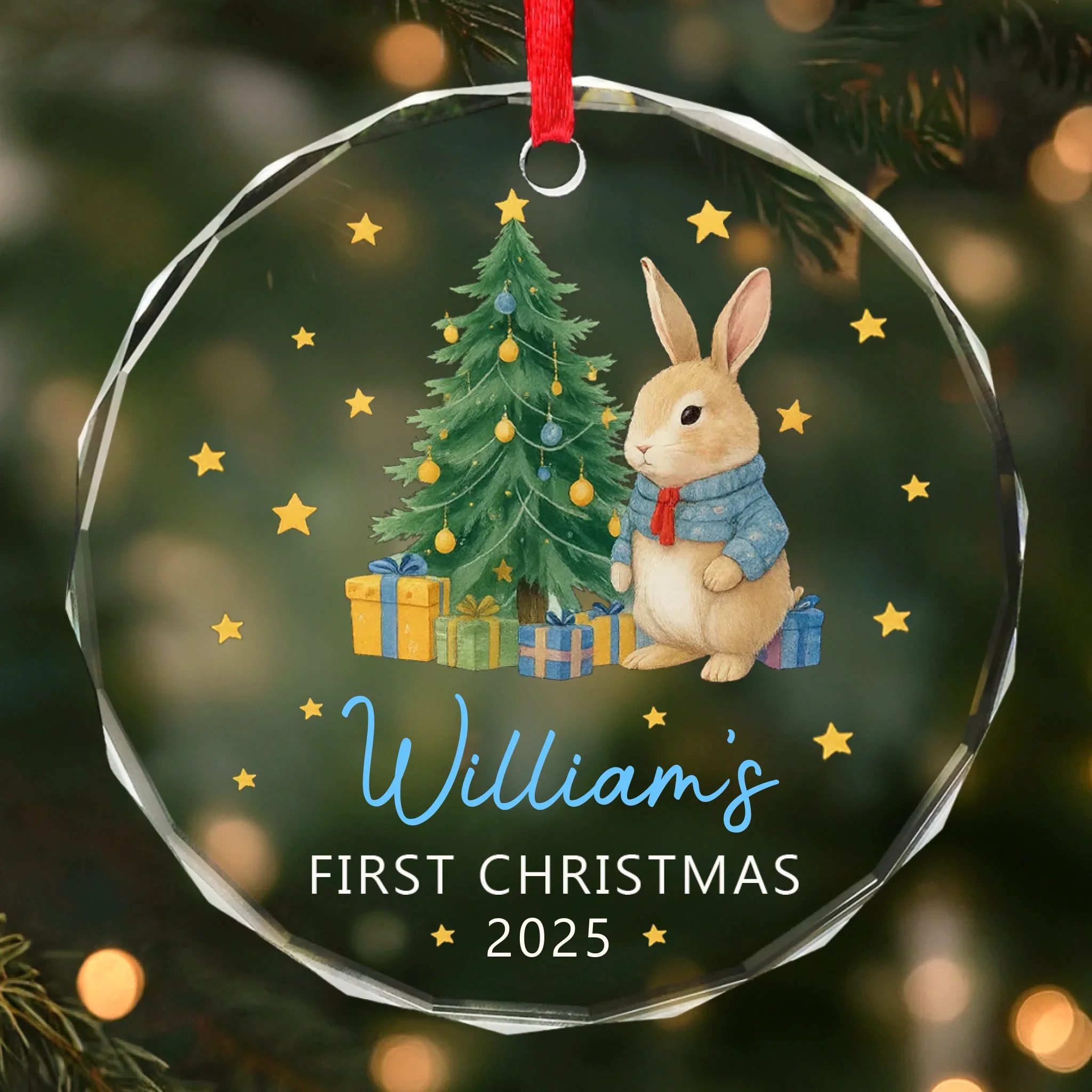 Custom Baby First Christmas Glass Ornament - Personalized Christmas Baby Shower, Gifts For New Moms, New Dads, New Parents - Baby  s Very First Christmas - Robaser