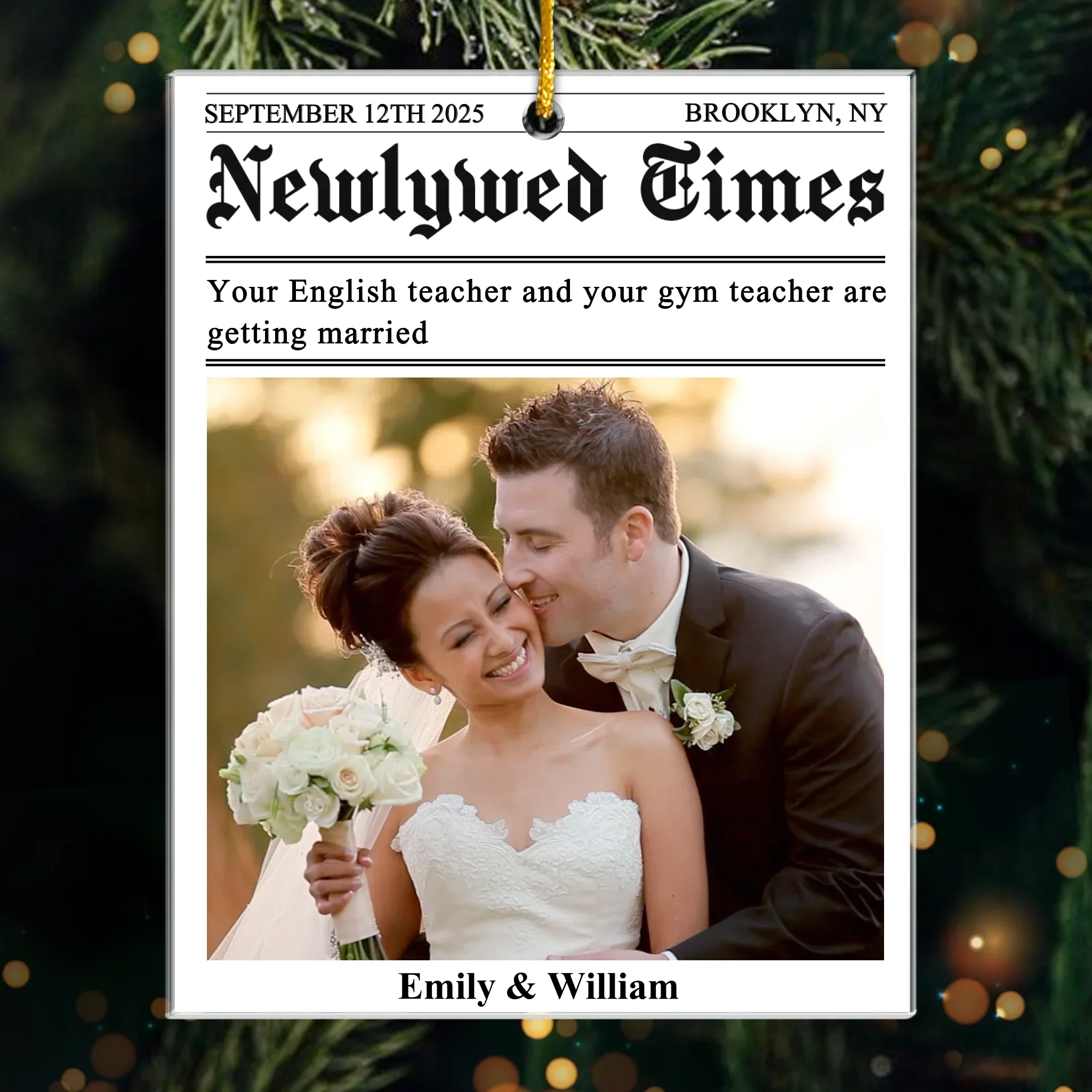 Custom Photo Acrylic Ornament - Personalized Anniversary Christmas Wedding Gifts For Husband And Wife, Him And Her - True Love Makes Headlines - Robaser