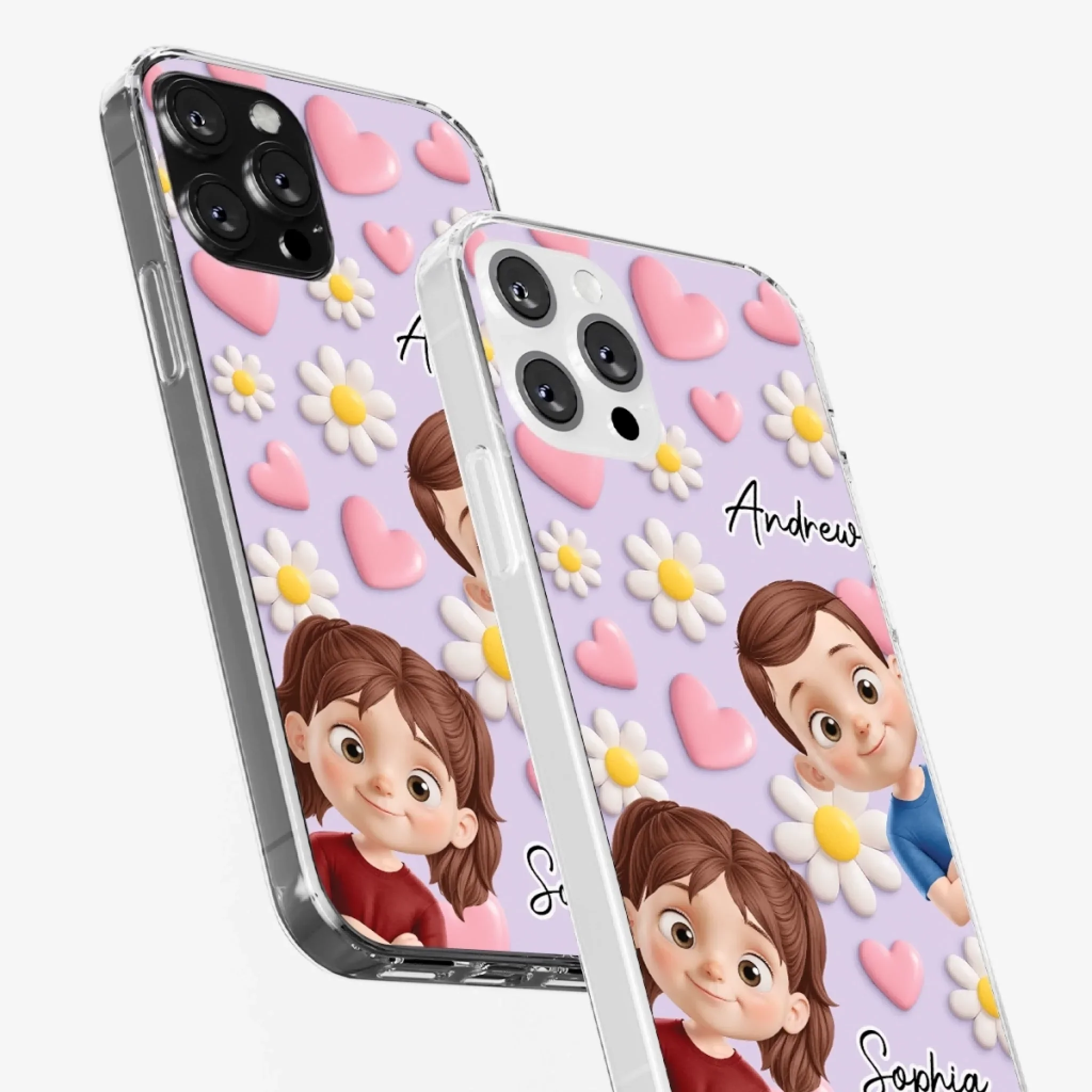 Custom 3D Inflated Effect Printed Clear Phone Case - Personalized Birthday Gifts For Mom, Grandma - Love You To Pieces - Robaser