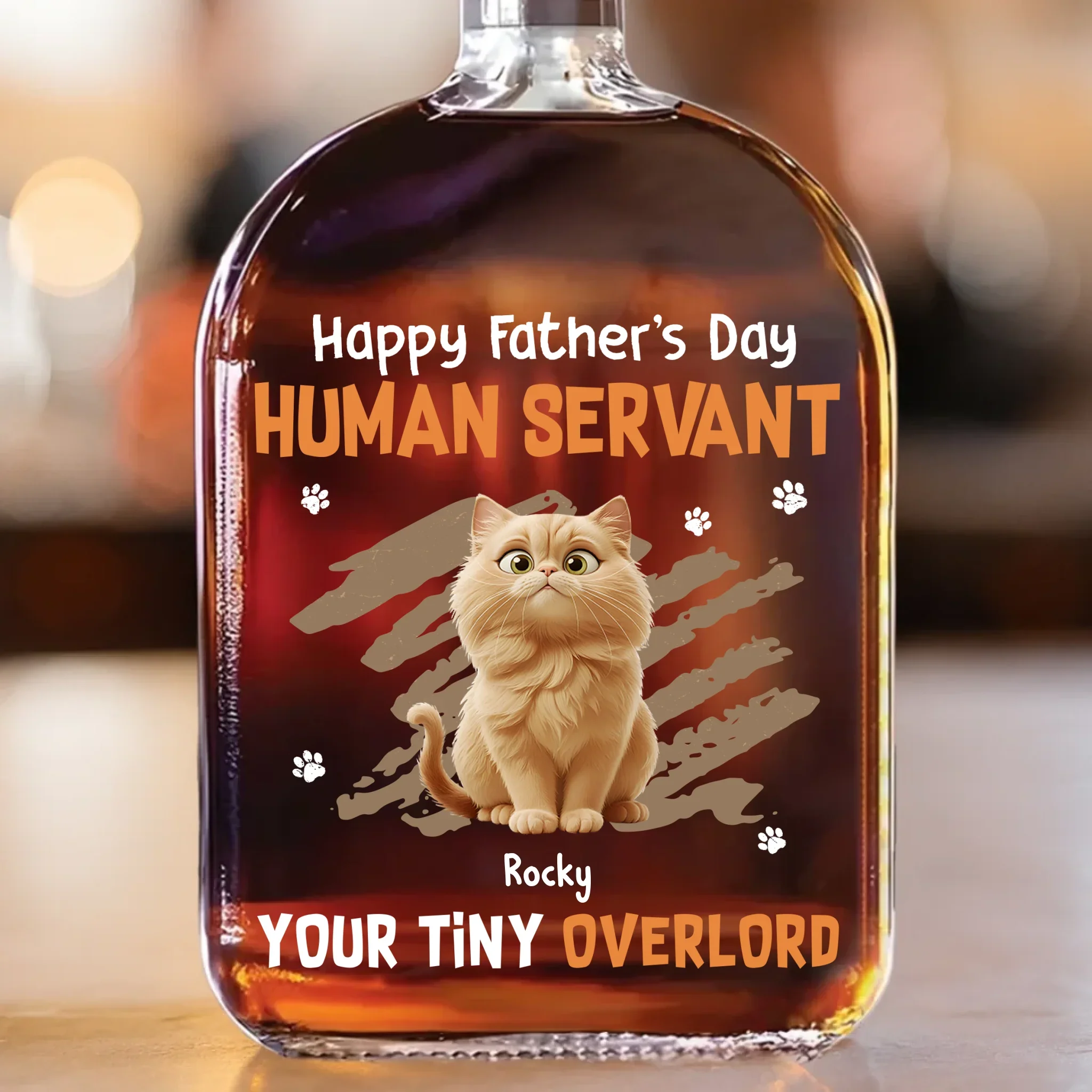 Thanks For The Treats, Now Go Away - Cat Personalized Custom Whiskey Bottle - Father's Day, Gift For Dad, Pet Owners, Pet Lovers - Robaser