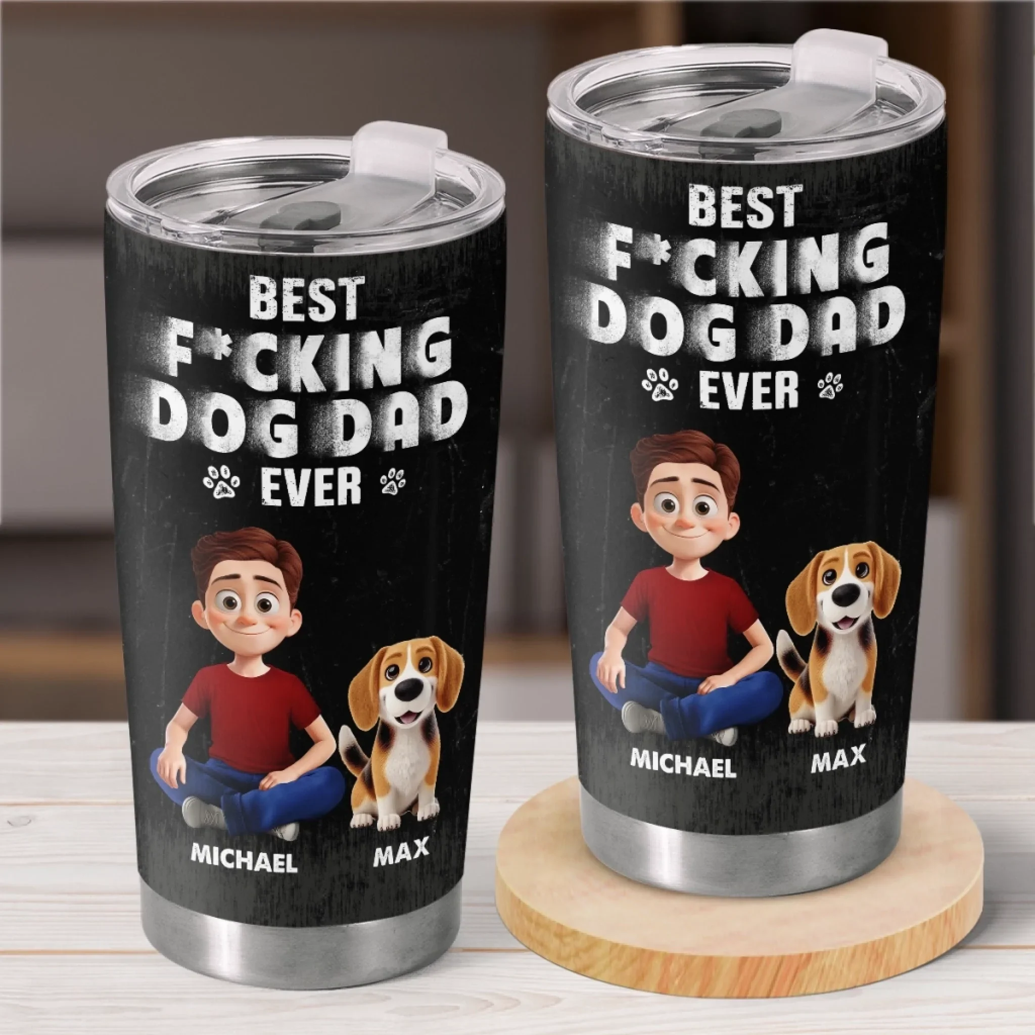 Best Dad Ever - Dog Personalized Custom Tumbler - Father's Day,  Gift For Dad, Pet Owners, Pet Lovers - Robaser