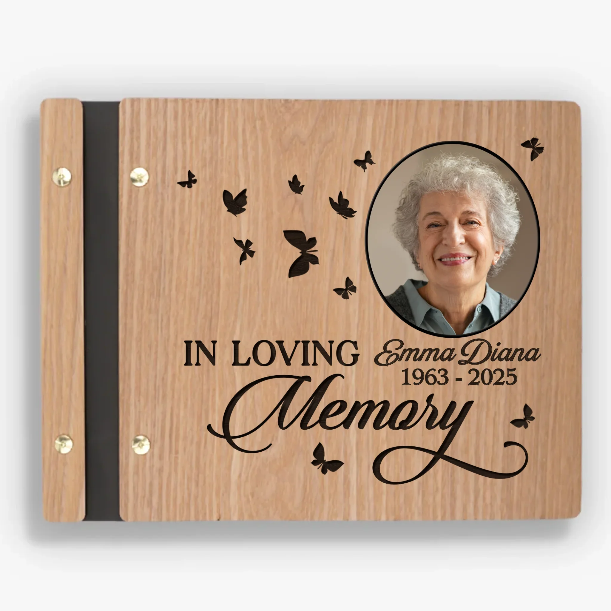 Custom Photo Wooden Scrapbook - Personalized Memorial Sympathy Gifts For Loss Of Mom, Dad - Together In Memory - Robaser