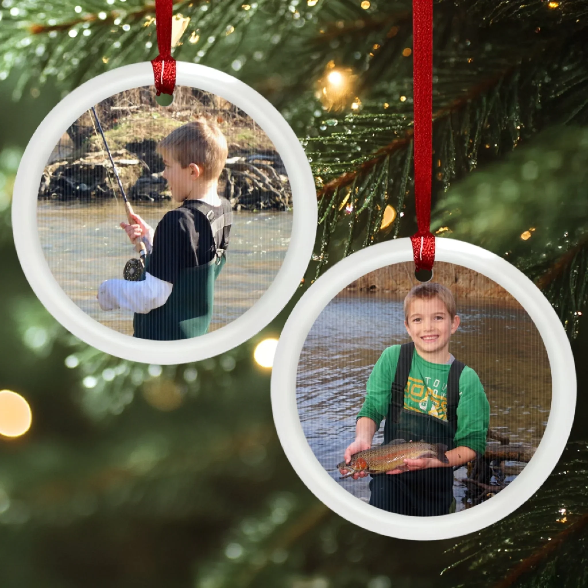 Custom Photo Lenticular Crystal Ornament - Personalized Christmas Birthday Fishing Gifts For Fisherman - Casting Joy Into Cold Waters - Robaser