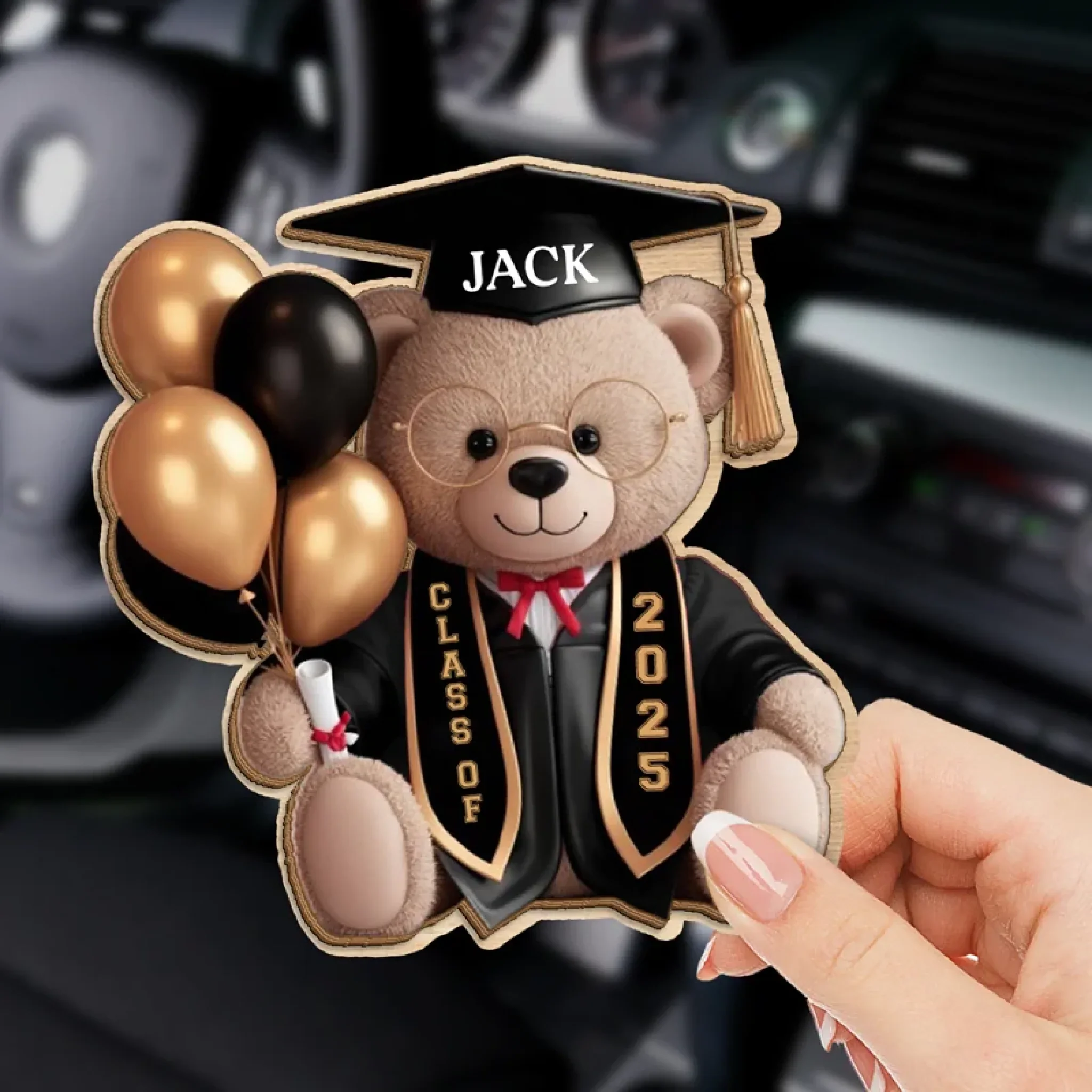 Proudly Graduated And Still Huggable - Family Personalized Custom Car Visor Clip - Graduation Gift For Family Members, Siblings, Brothers, Sisters - Robaser