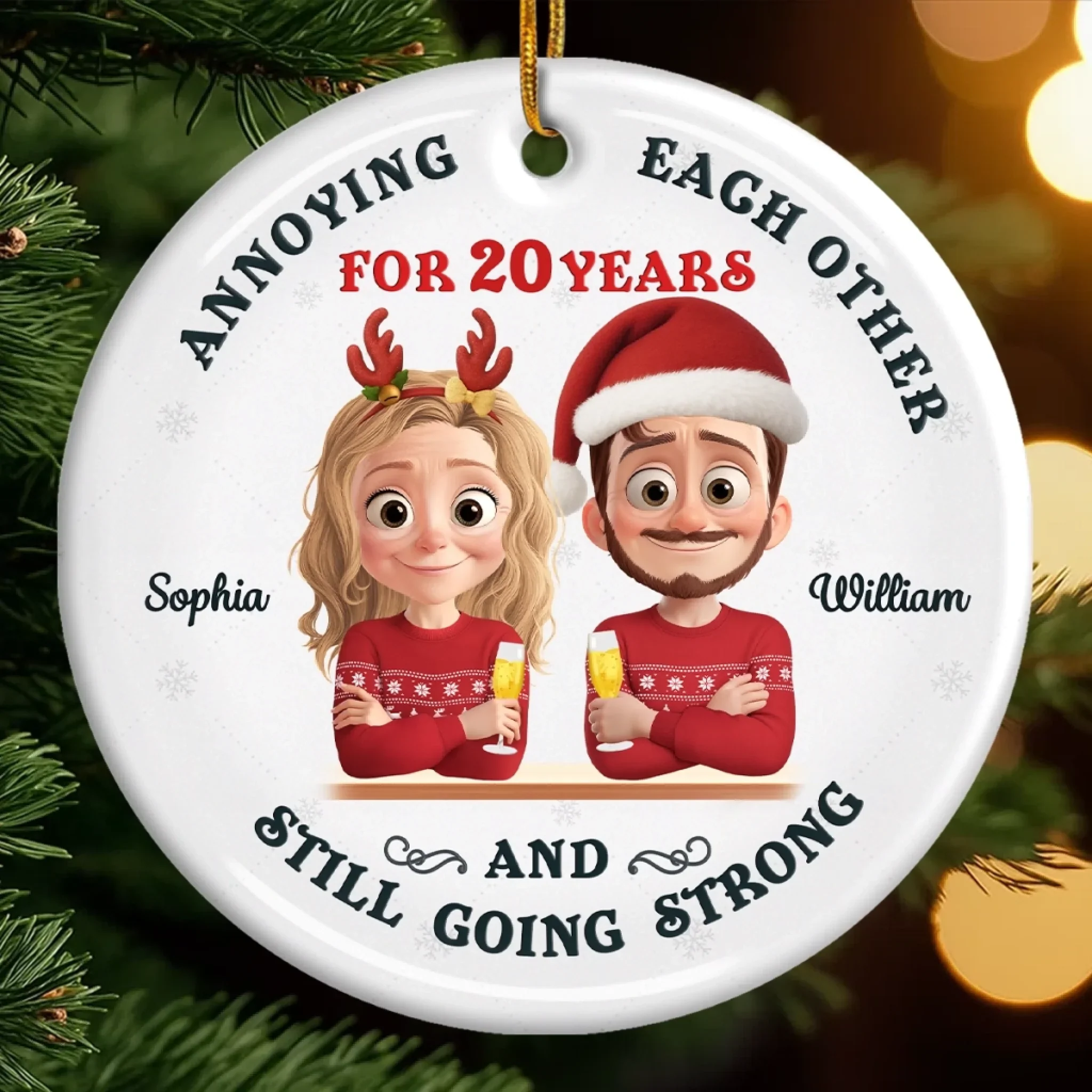 Custom Ceramic Ornament - Personalized Anniversary Christmas Wedding Gifts For Husband And Wife, Him And Her - A Love Story With Punchlines - Robaser