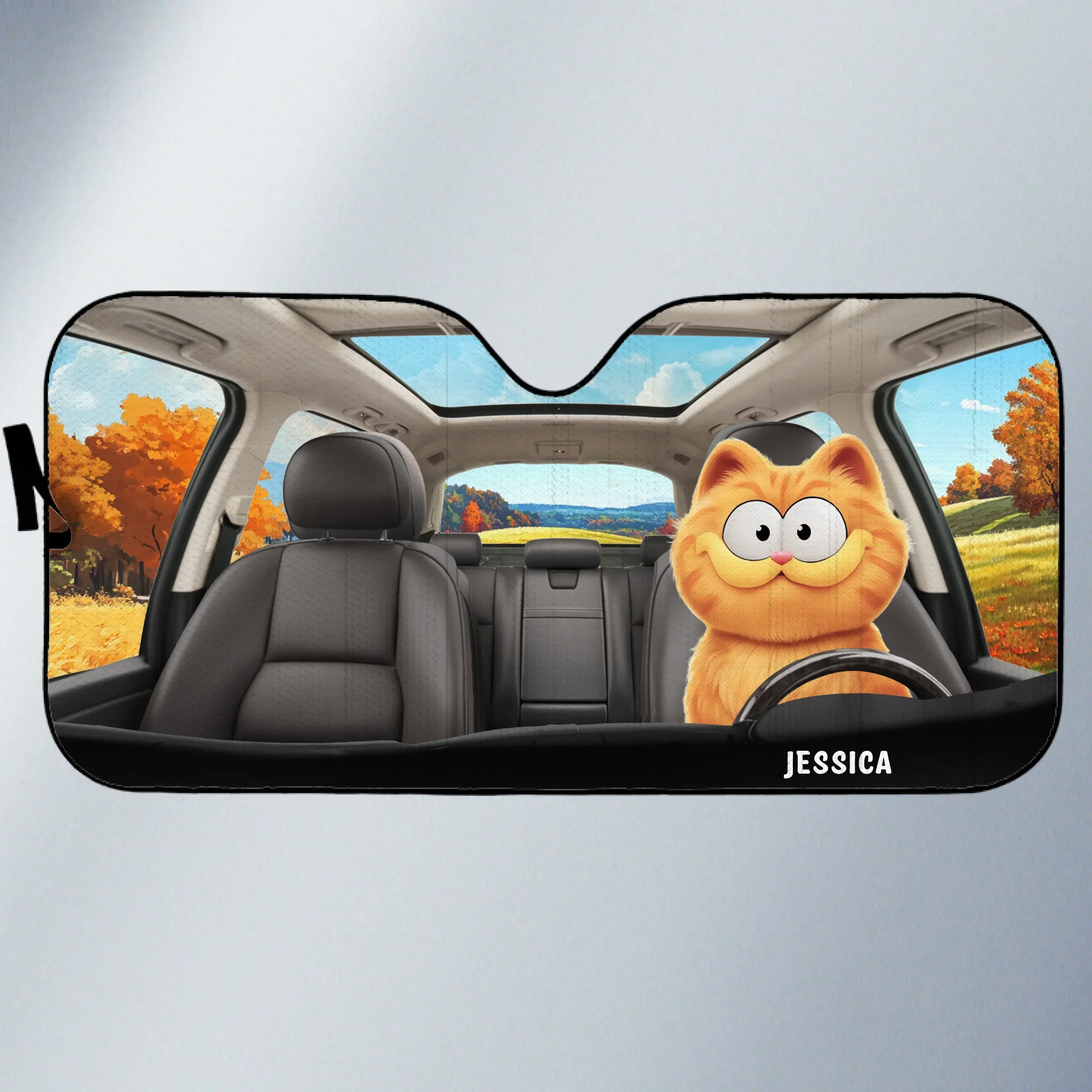 Custom Auto Windshield Sunshade, Car Window Protector - Personalized Summer Vacation And Travel Gifts For Cat Lovers, Cat Mom And Dad - Road Trips With My Furry Crew - Robaser