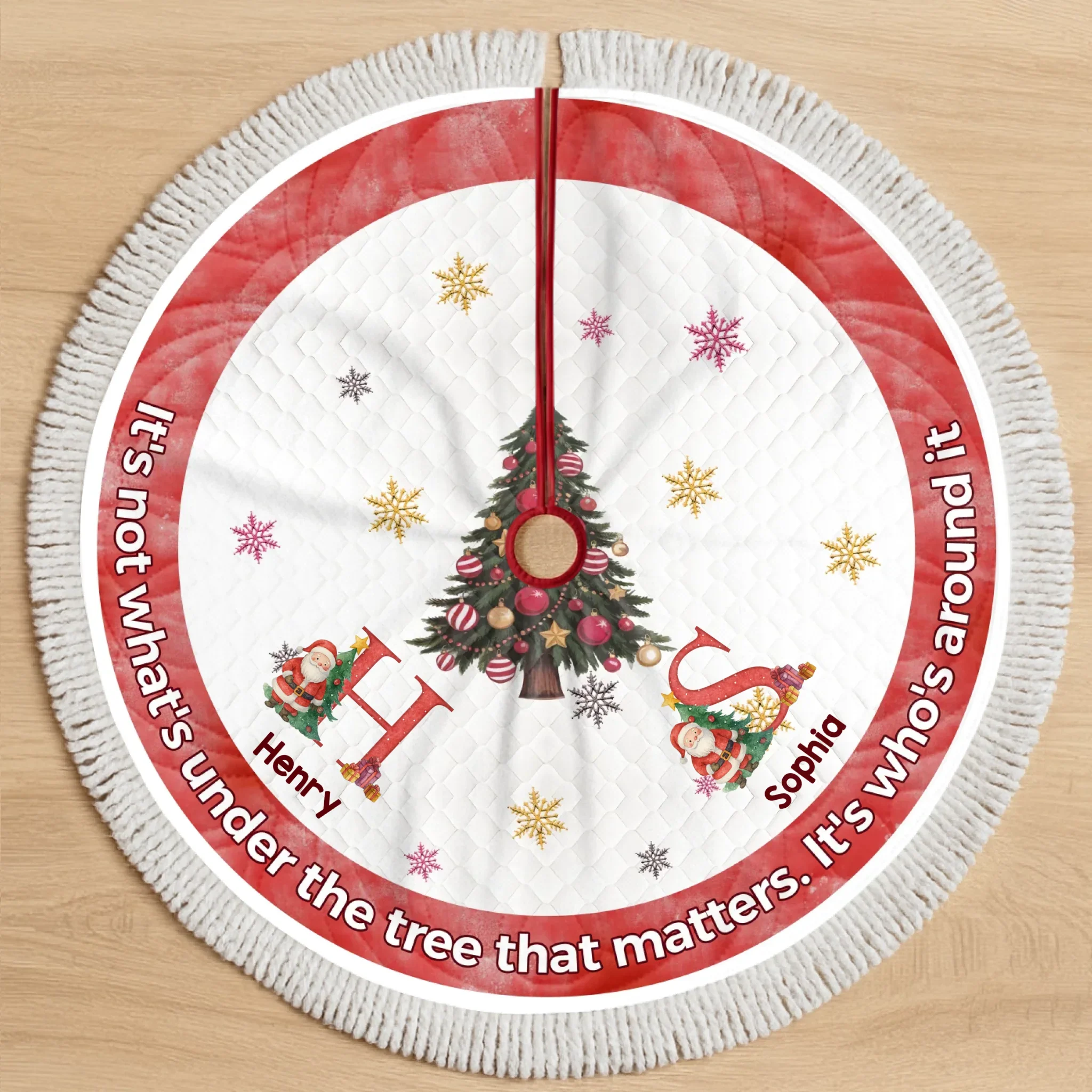 Custom Tree Skirt - Personalized Christmas Birthday Gifts For Mom, Dad, Brother, Sister, Kids - Joy Wrapped Around Us - Robaser