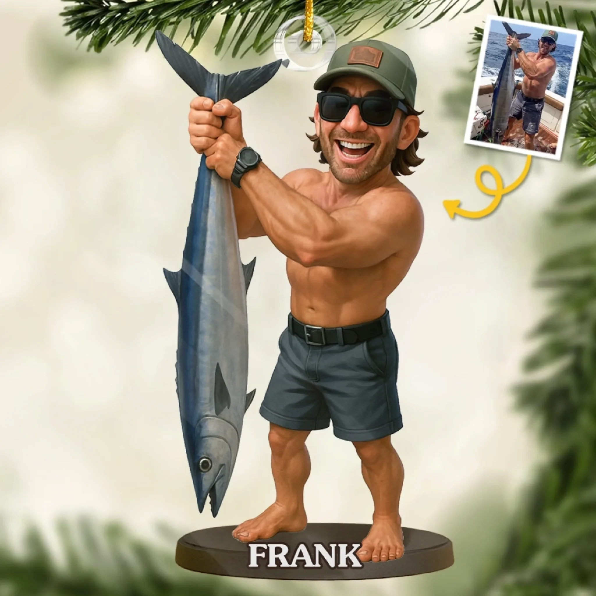 Custom Photo Acrylic Ornament - Personalized Christmas Birthday Fishing Gifts For Fisherman - Catch Of The Year - Robaser