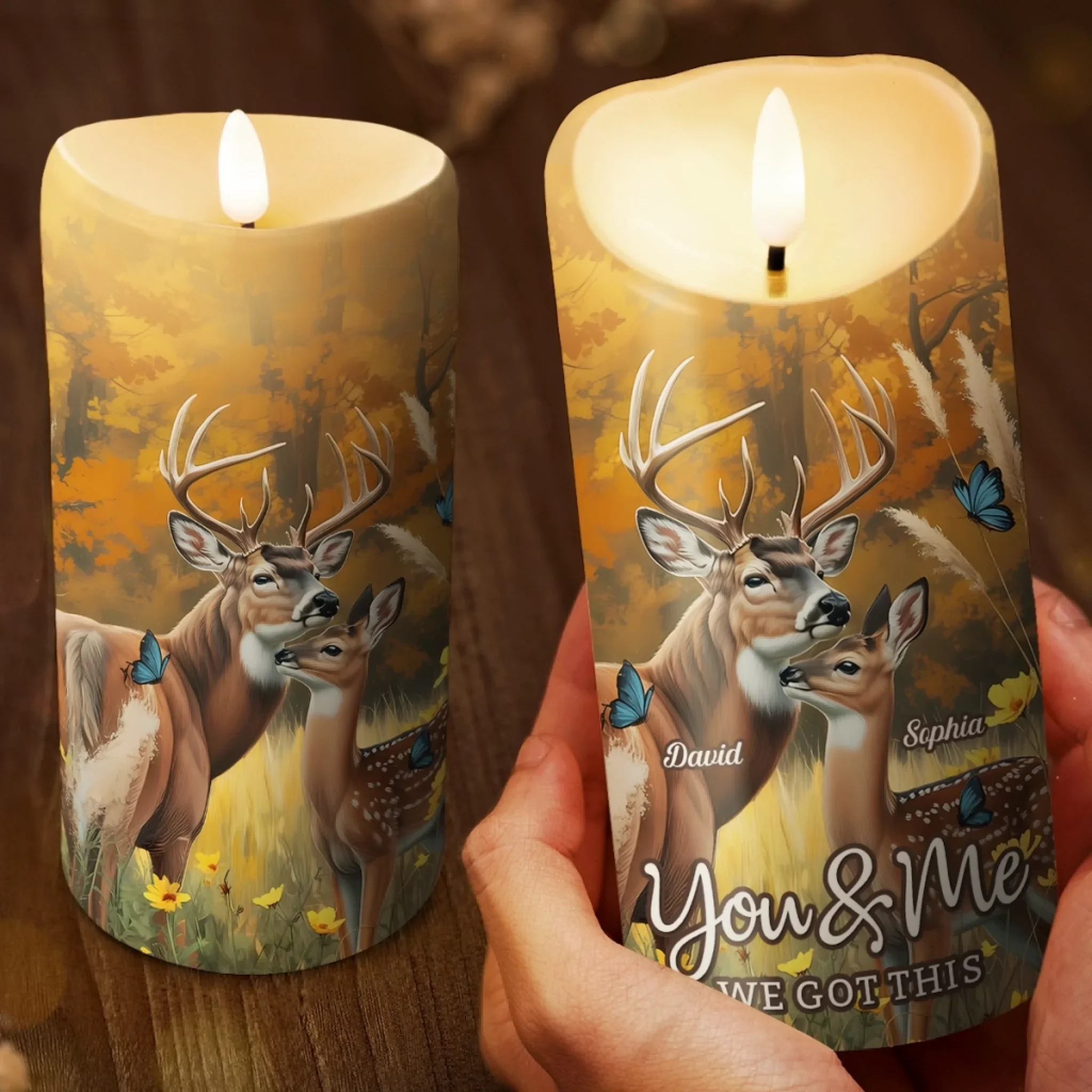 Custom LED Candle - Personalized Anniversary Wedding Gifts For Husband And Wife, Him And Her - My Heart Found Its Forest - Robaser