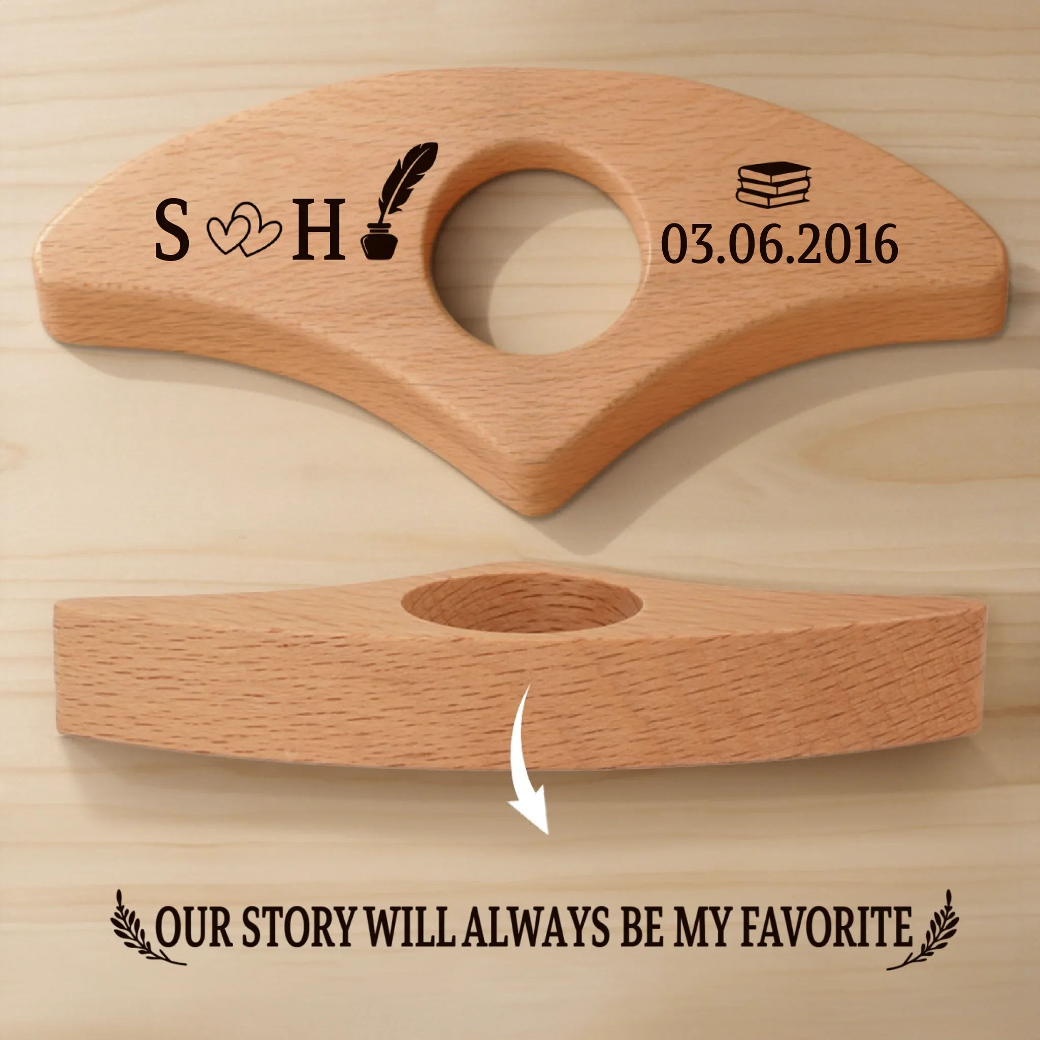 Custom Book Page Holder - Personalized Anniversary Christmas Wedding Gifts For Husband And Wife, Book Lovers, Bookworms - Our Love Reads Like Poetry - Robaser