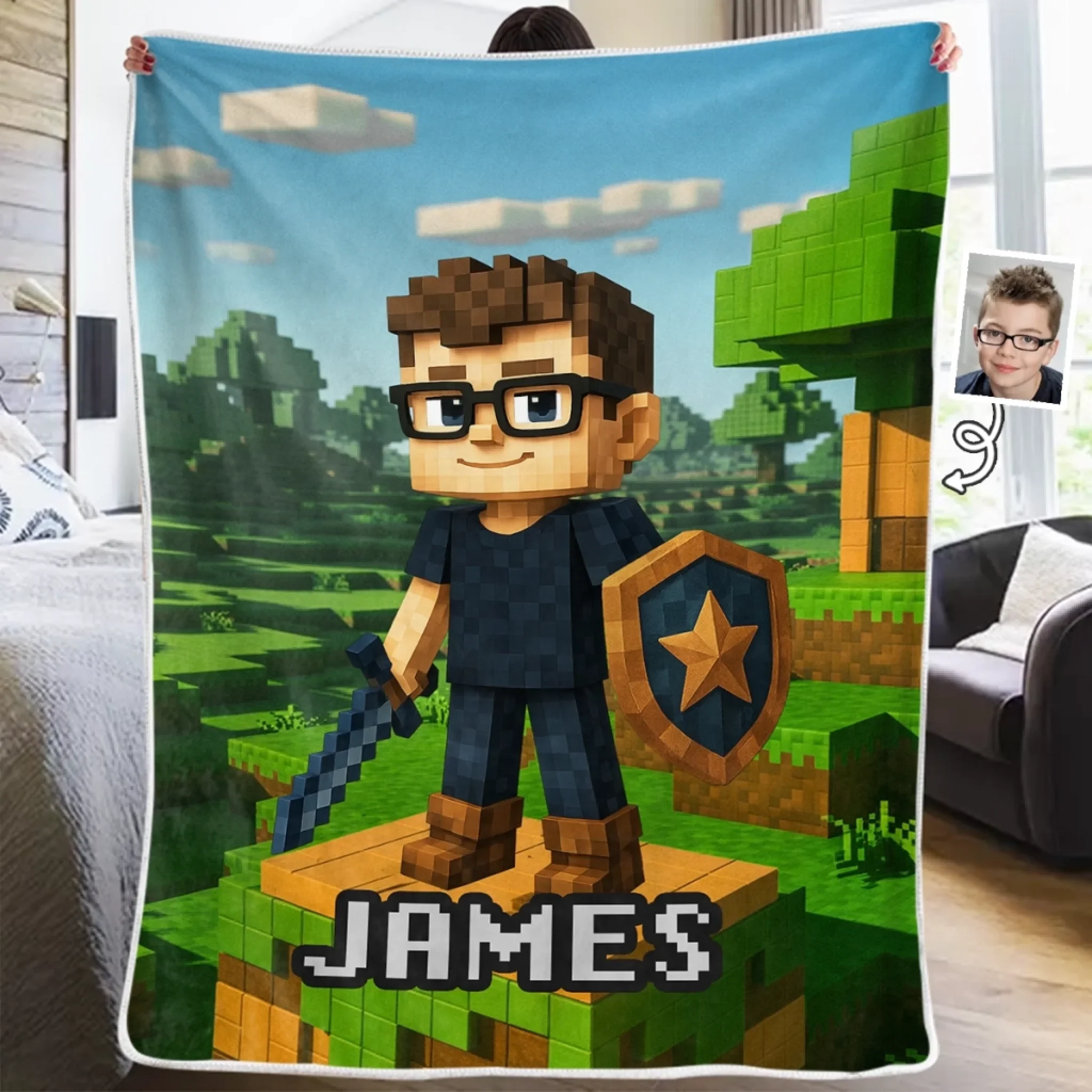 Custom Photo Blanket - Personalized Birthday Gifts For Kids - Big Dreams Little Heart - Robaser