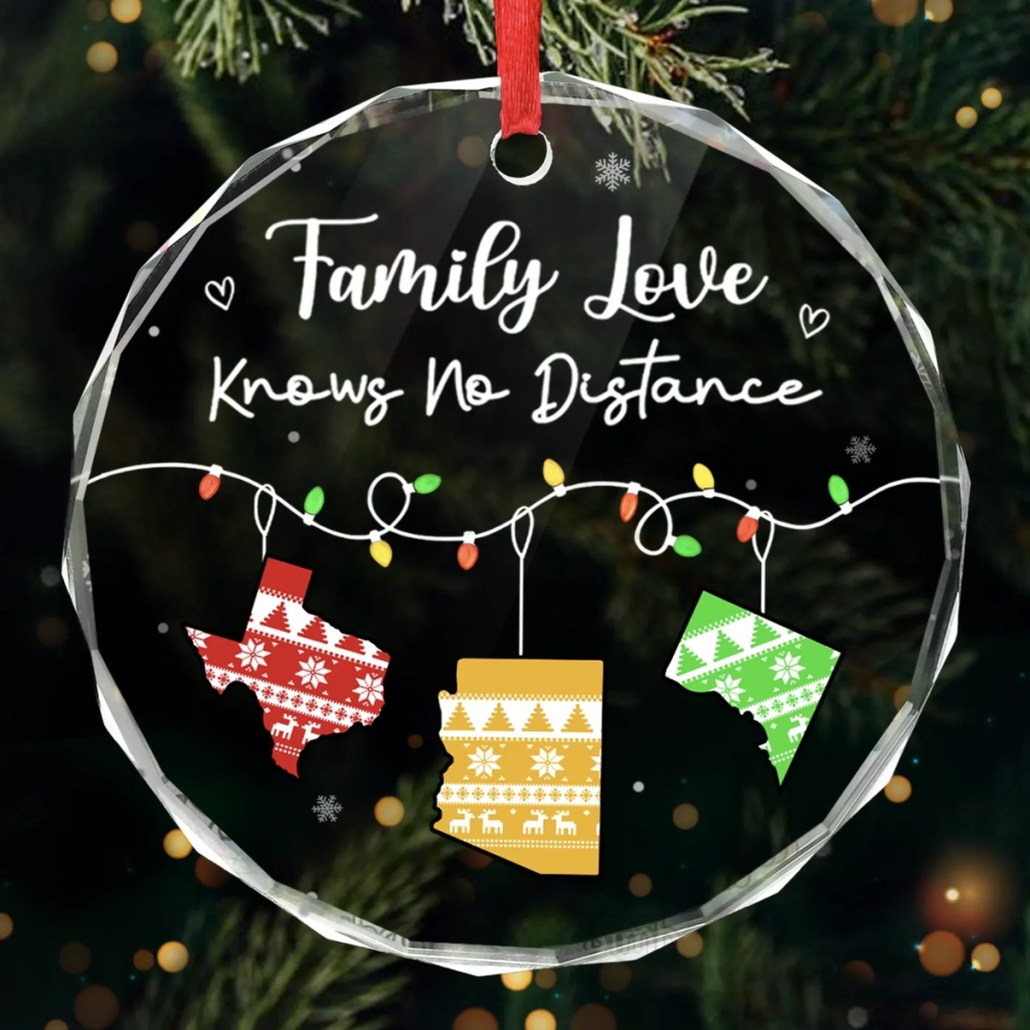 Custom Long Distance Circle Glass Ornament - Personalized Christmas Best Friend Birthday Gifts For Women, Besties, Sisters, BFF, Family - Wish We Were Closer Always - Robaser