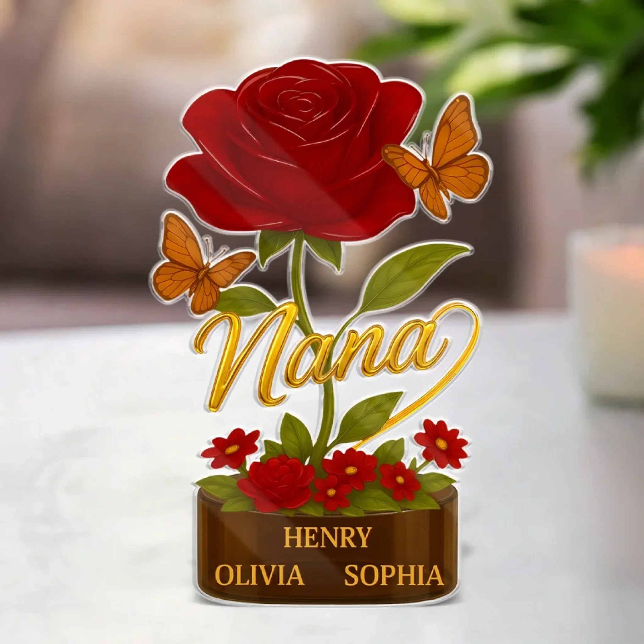 Her Love Is The Root Of Us All - Family Personalized Custom Acrylic Plaque Custom Shape - Mother's Day, Gift For Mom, Grandma - Robaser