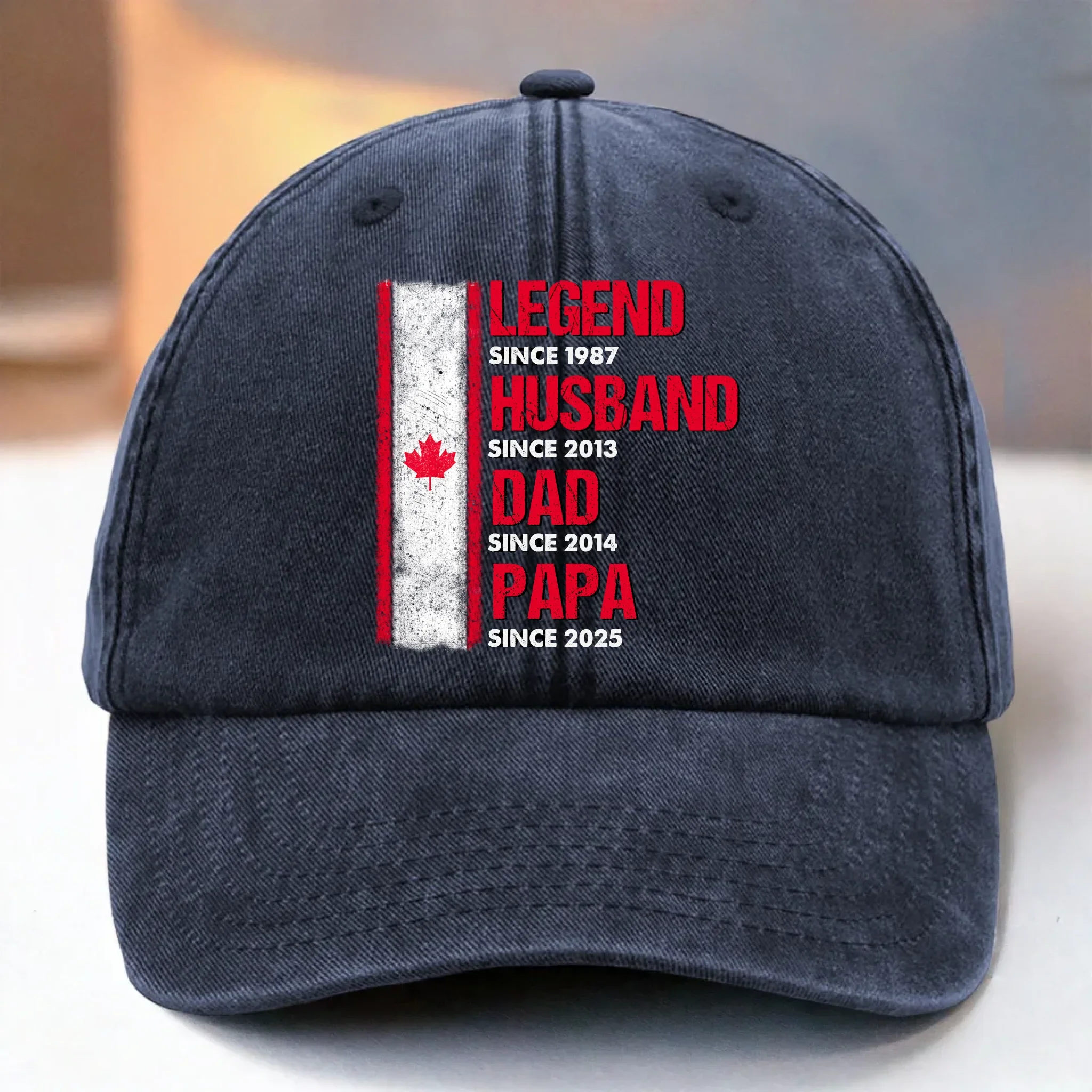 Custom Photo Vintage Washed Denim Baseball Cap - Personalized Birthday Gifts For Dad, Grandpa - From Husband To Grandpa Legend - Robaser