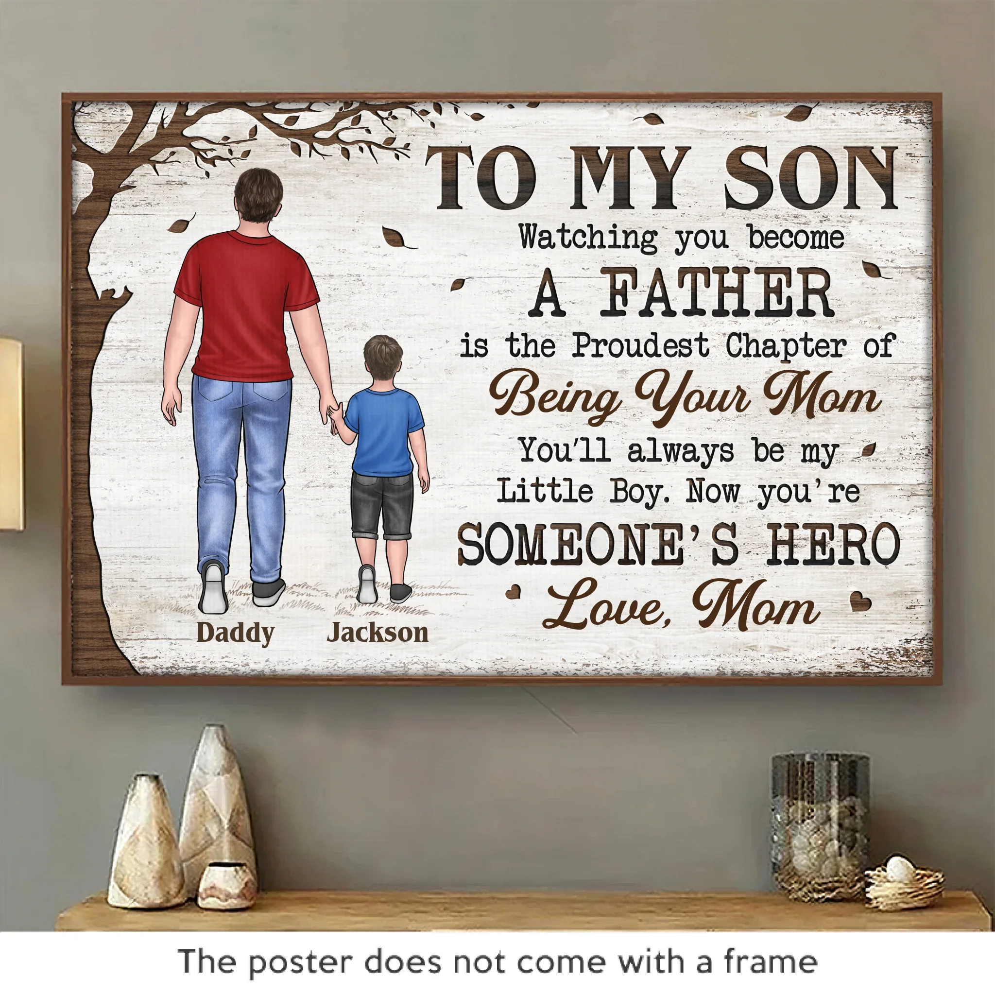 Now You Are Their Hero - Family Personalized Custom Horizontal Poster - Father's Day, Gift For Son - Robaser