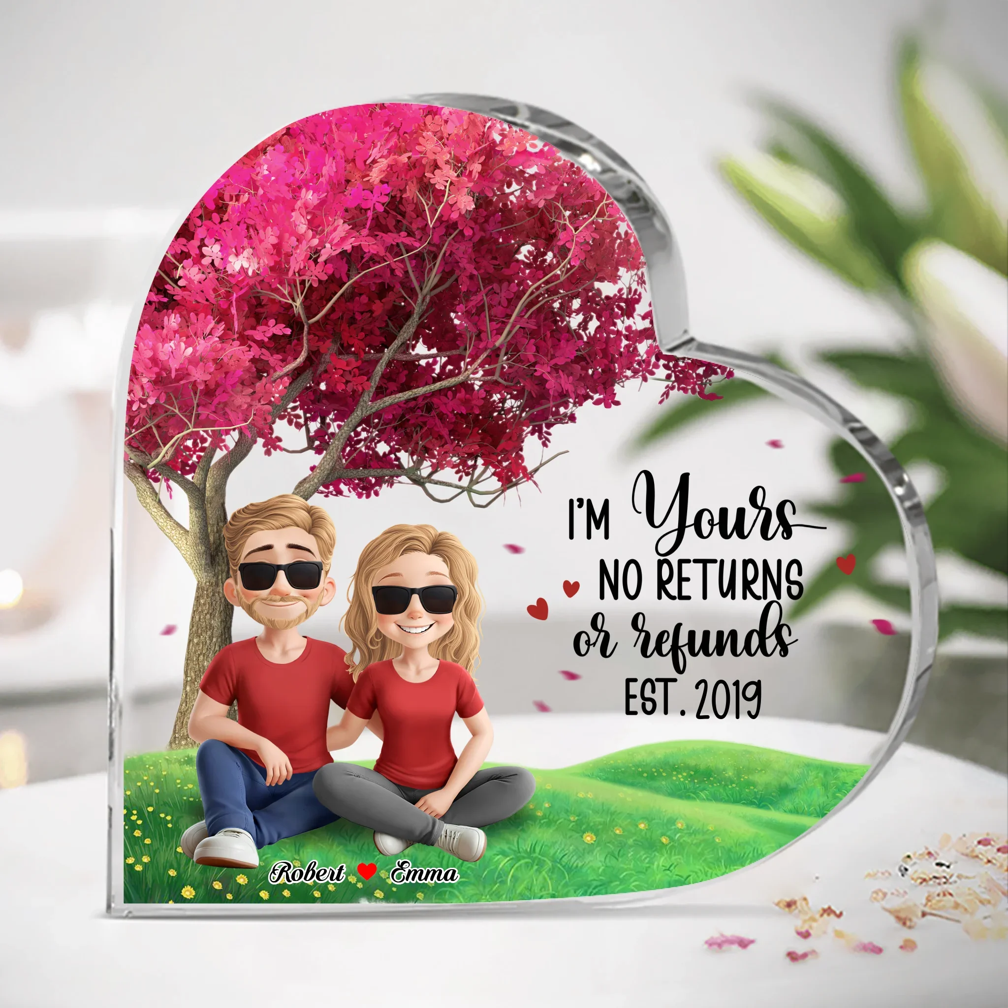 Built On Love - Couple Personalized Custom Heart Shaped Acrylic Plaque - Gift For Husband Wife, Anniversary - Robaser