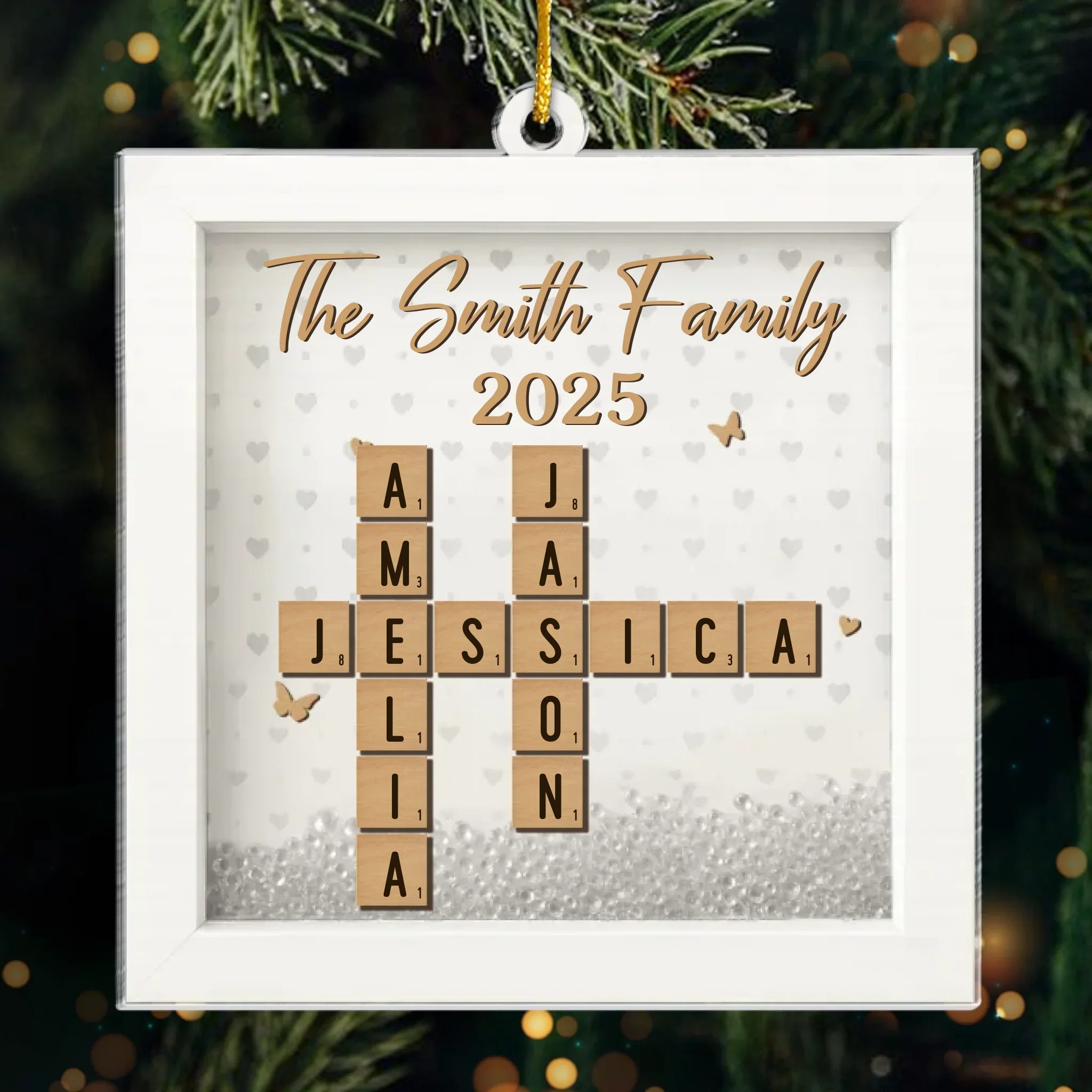 Custom Scrabble Acrylic Ornament - Personalized Christmas Birthday Gifts For Mom, Dad, Brother, Sister, Kids - Cherished Moments Shine The Brightest - Robaser