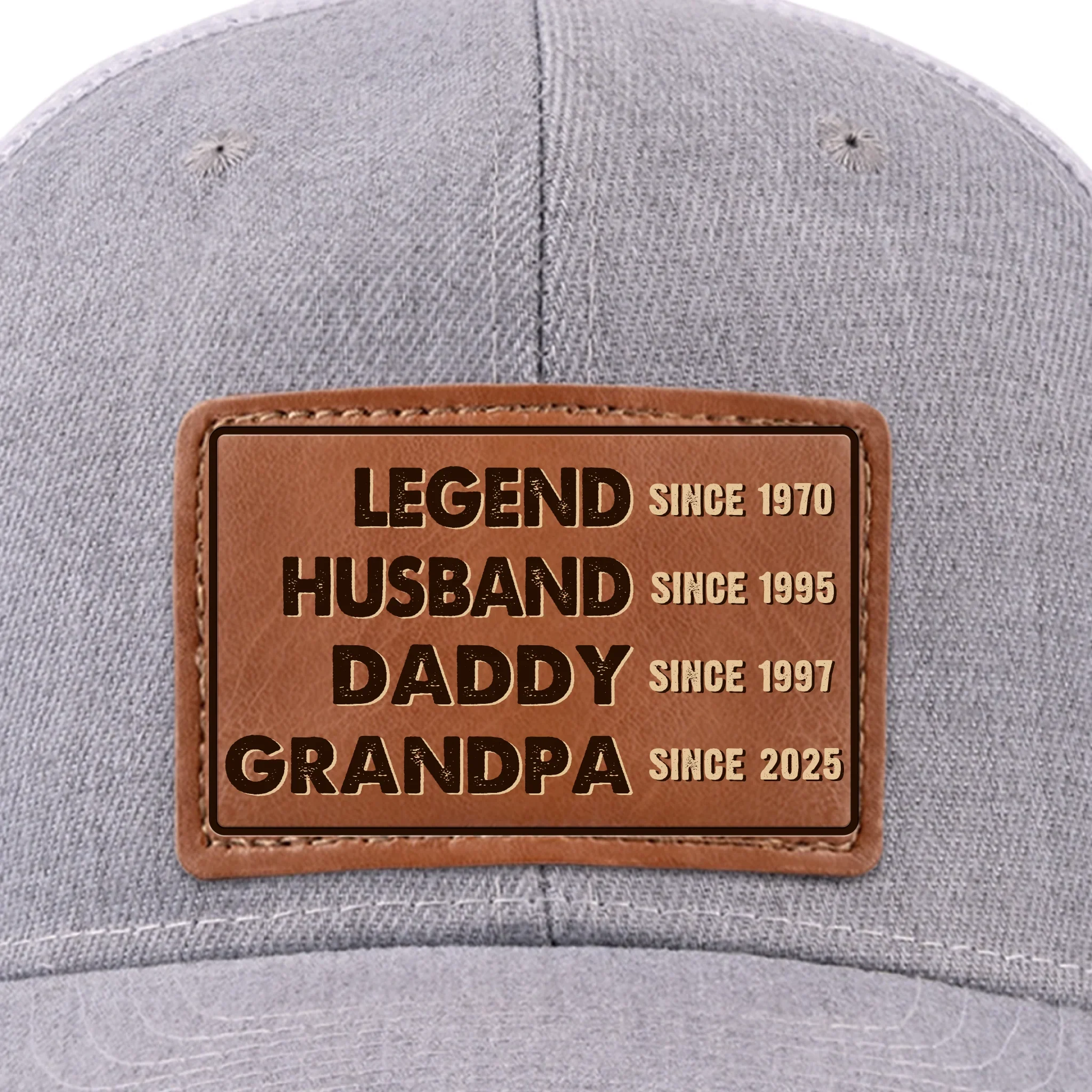 The Man, The Myth, The Generational Icon - Family Personalized Custom Leather Patch Hat - Father's Day, Gift For Dad, Grandpa - Robaser