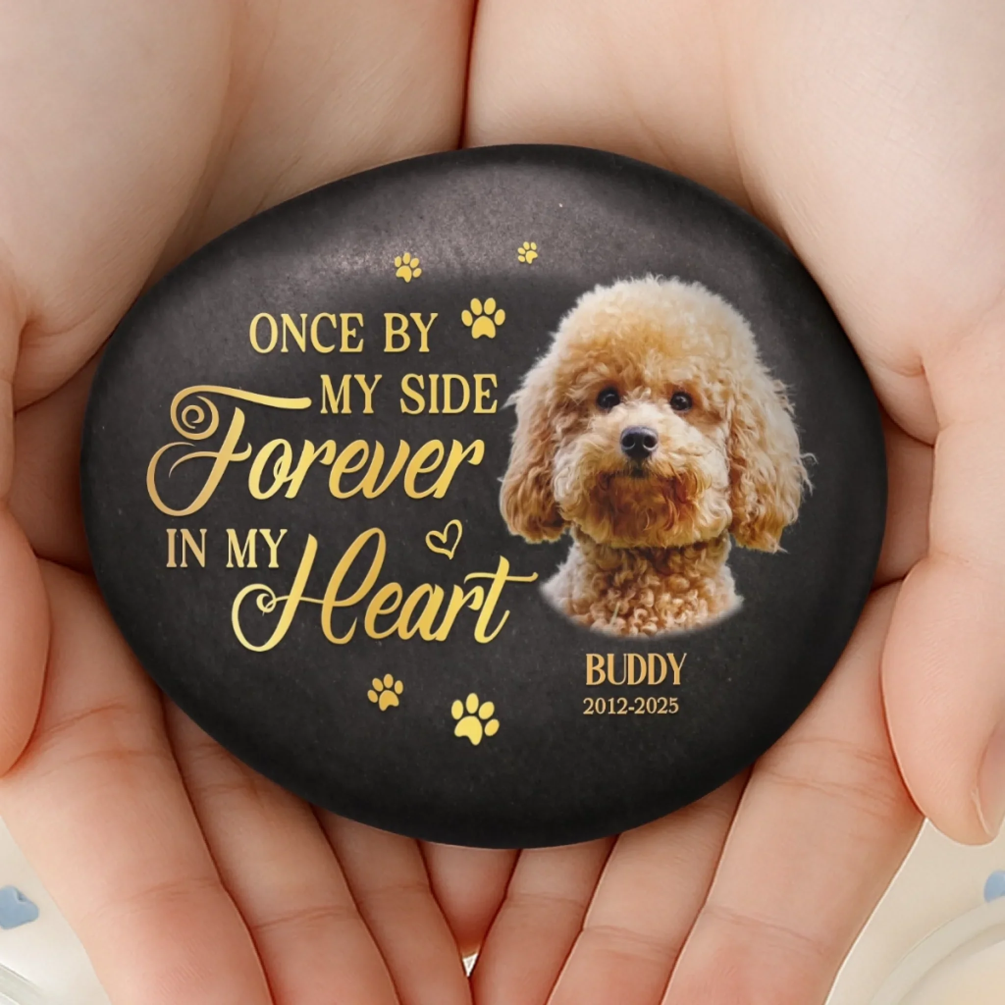 Custom Photo Printed Rock - Personalized Pet Memorial Gifts For Dogs, Cats - Always On My Mind - Robaser