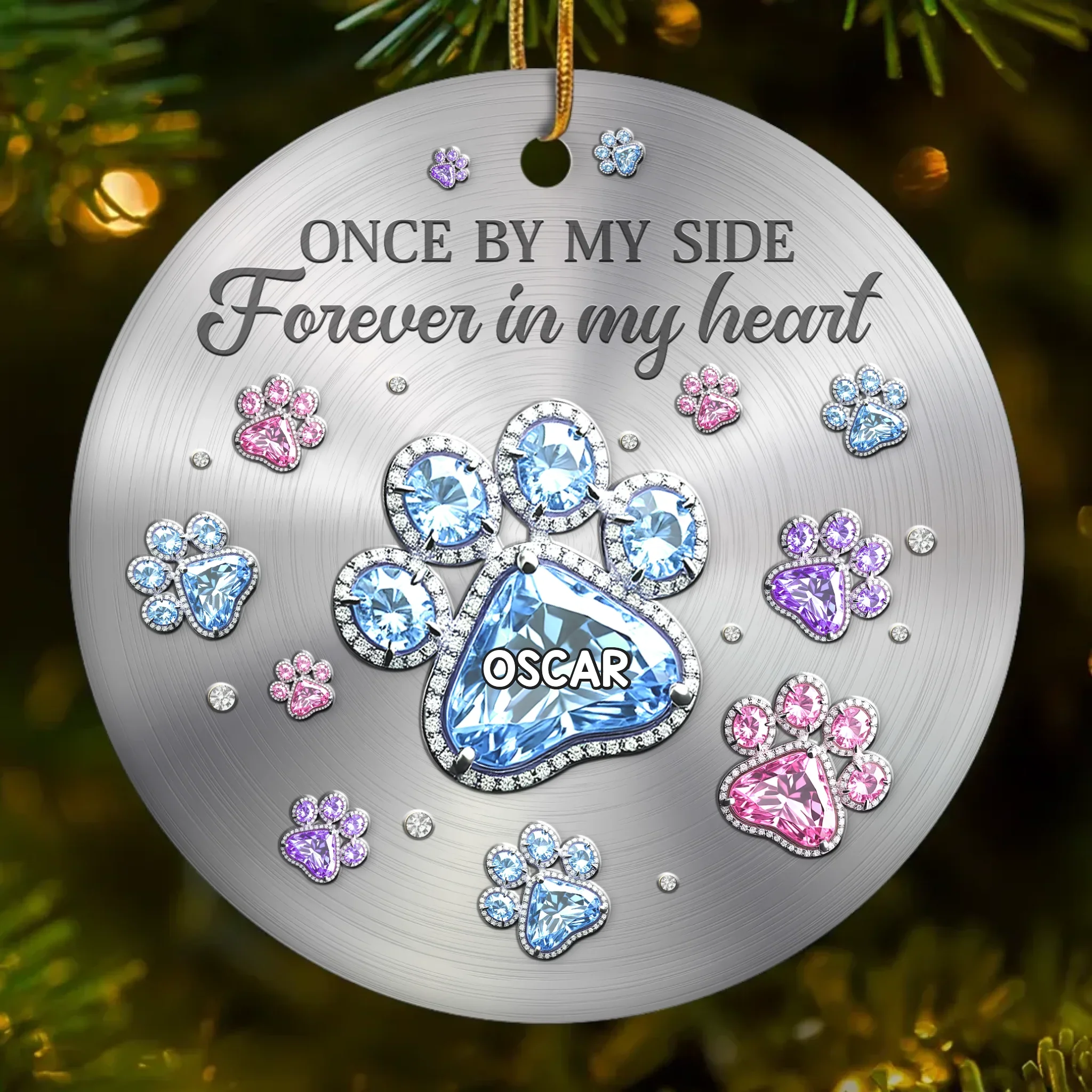 Custom Ceramic Ornament - Personalized Pet Christmas Memorial Sympathy Gifts For Dogs, Cats - Paws Of Love - Robaser
