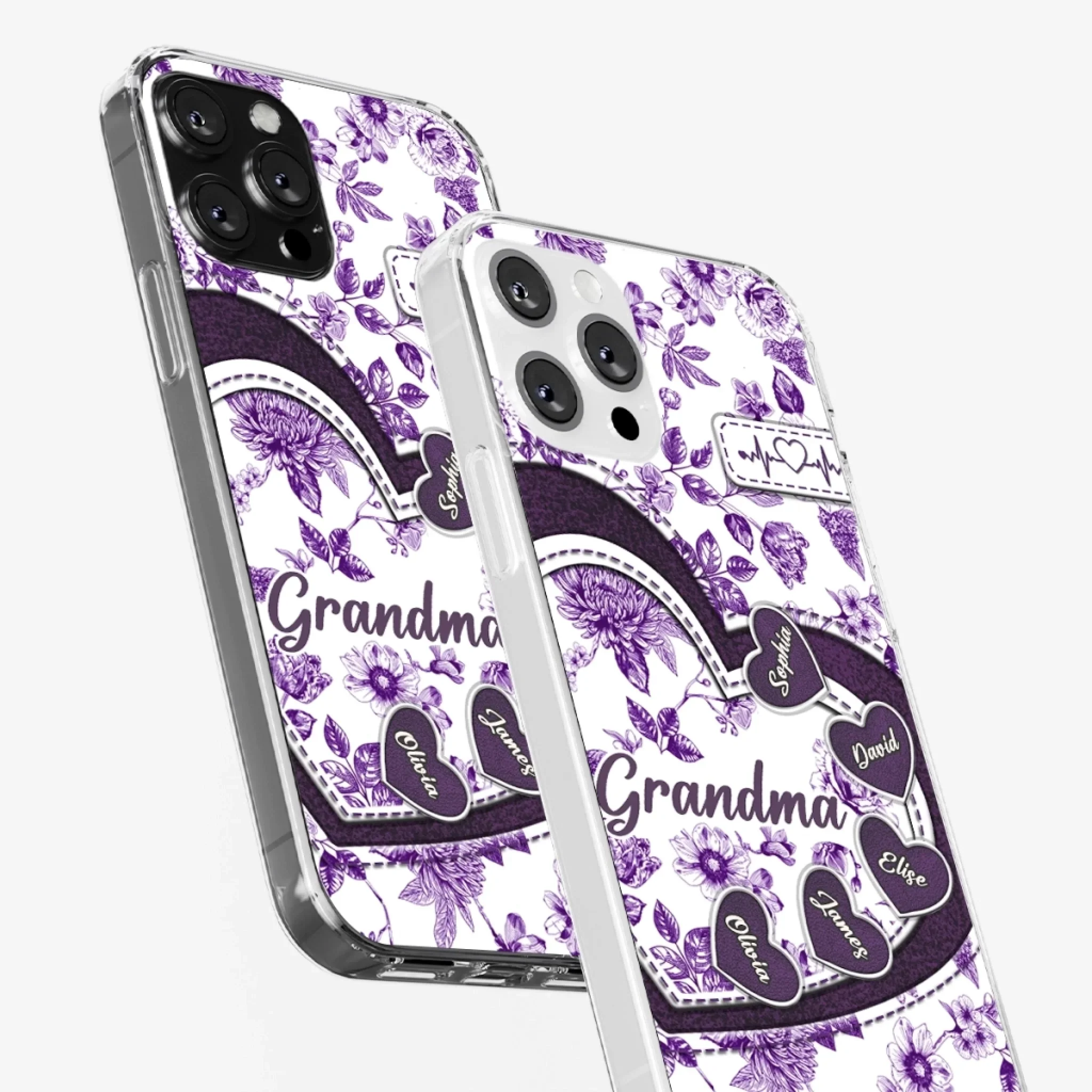 Custom 3D Inflated Effect Printed Clear Phone Case - Personalized Birthday Gifts For Mom, Grandma - Grandma Love Never Fades - Robaser