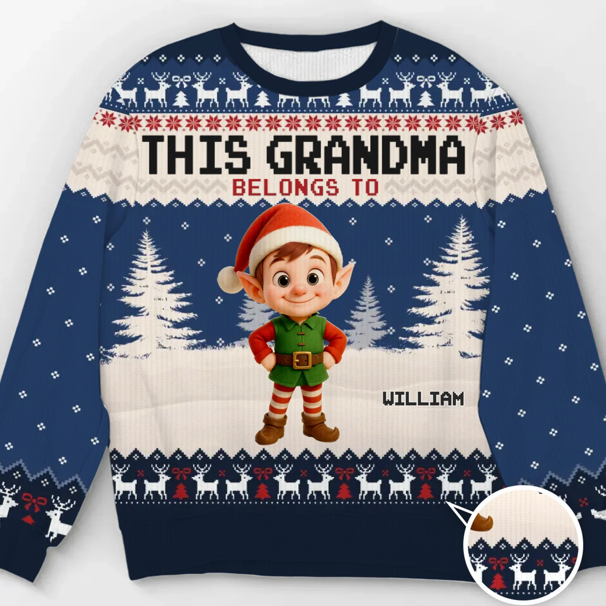 Custom Unisex Ugly Sweatshirt - Personalized  Christmas Birthday Gifts For Grandpa, Grandma, Mom - Proud Grandpa Of The Cutest Elves In Town - Robaser