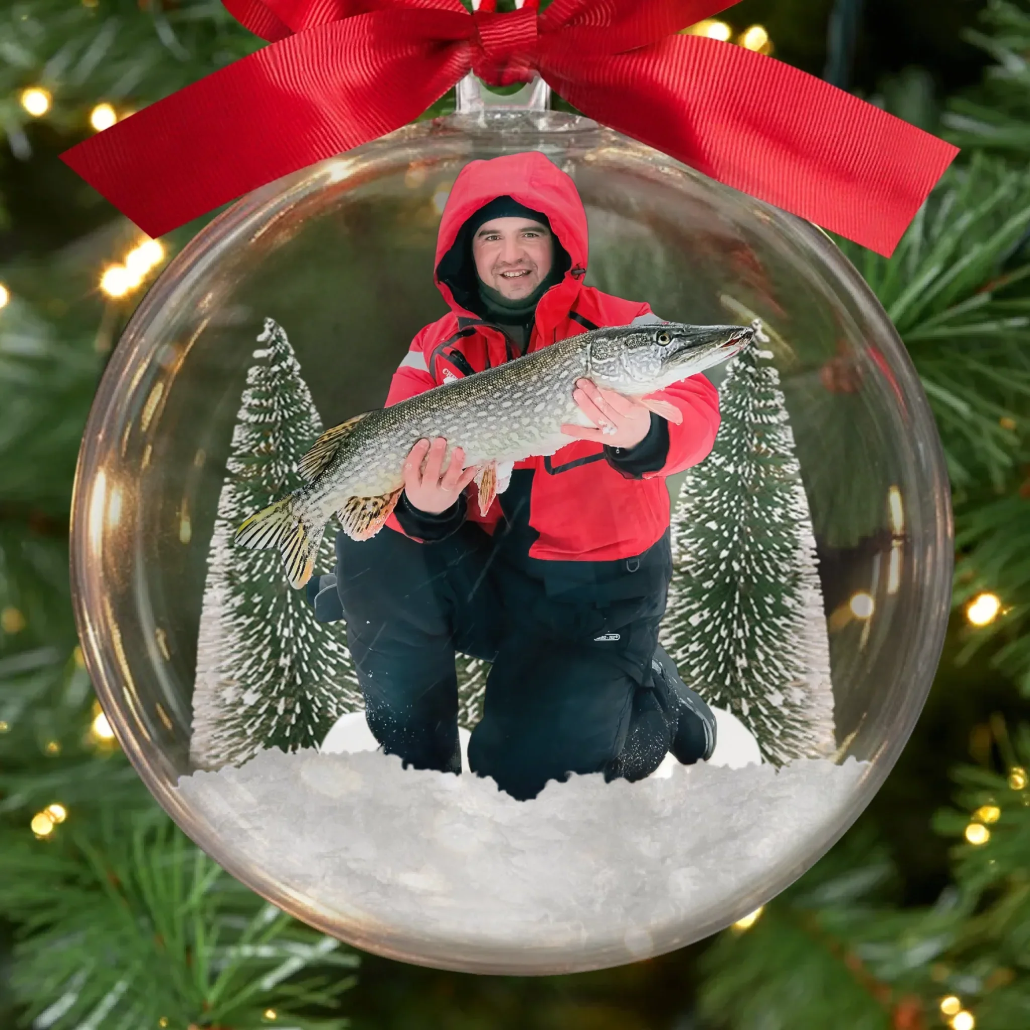 Custom Photo 3D Acrylic Ball Ornament - Personalized Christmas Birthday Fishing Gifts For Fisherman - Santa  s Secret Fishing Buddy - Robaser