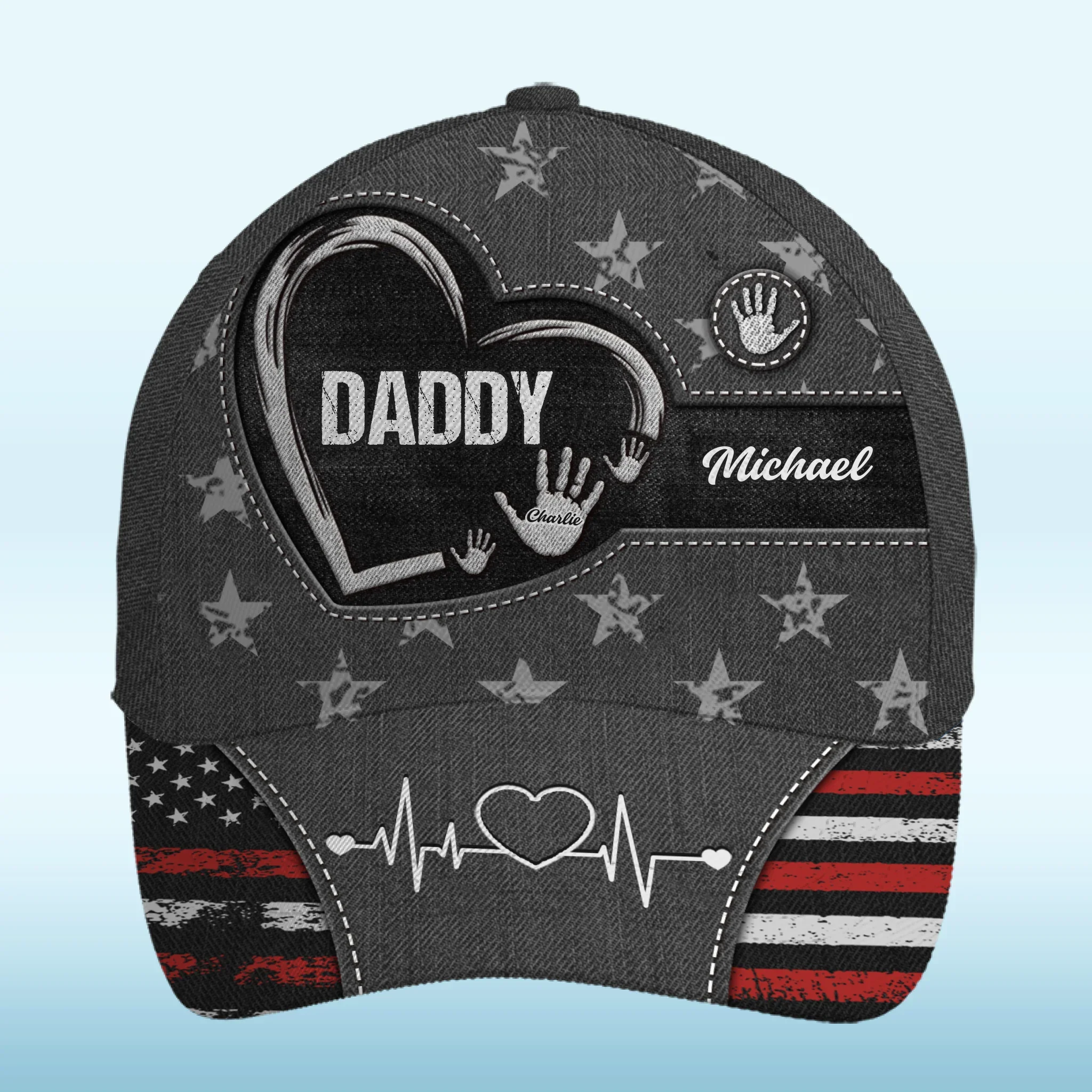 Little Hands, Big Love For You - Family Personalized Custom Hat, All Over Print Classic Cap - Father's Day, Gift For Dad, Grandpa - Robaser