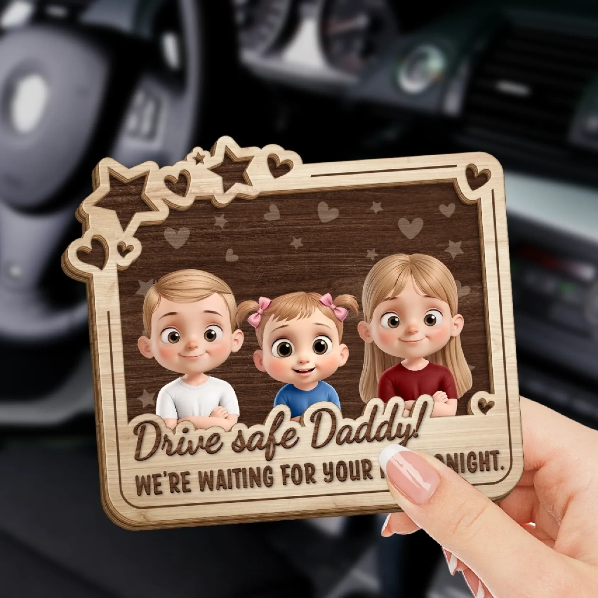 Hurry Home To Us - Family Personalized Custom Car Visor Clip - Father's Day, Gift For Dad, Grandpa - Robaser