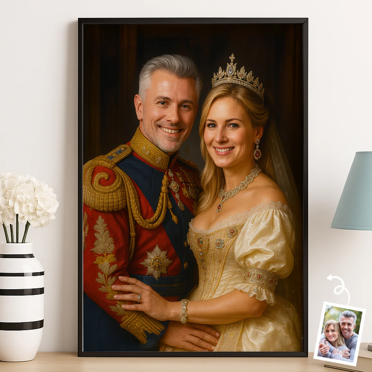 Custom Photo Vertical Poster - Personalized Anniversary Wedding Gifts For Husband And Wife, Him And Her - Together, We Wear The Crown - Robaser