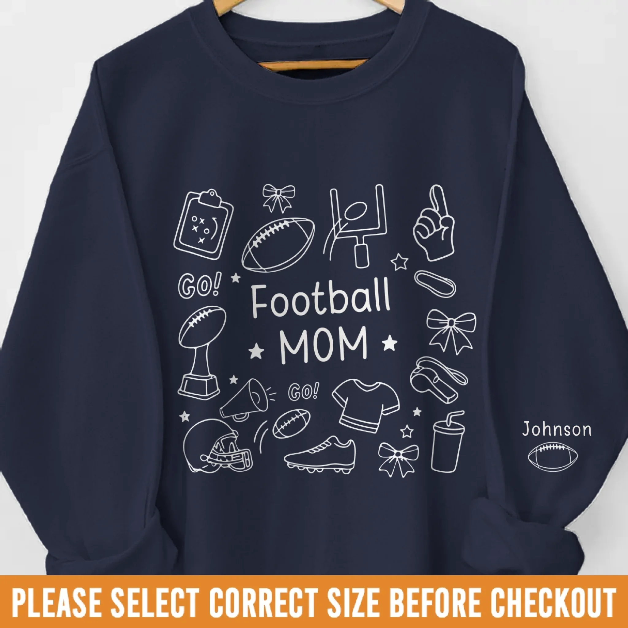 Custom American Football Unisex Sweatshirt, Hoodie With Design On Sleeve - Personalized Birthday Sport Gifts For Mom, Grandma, Sports Fans, Sports Lovers - Game Day Ready - Robaser