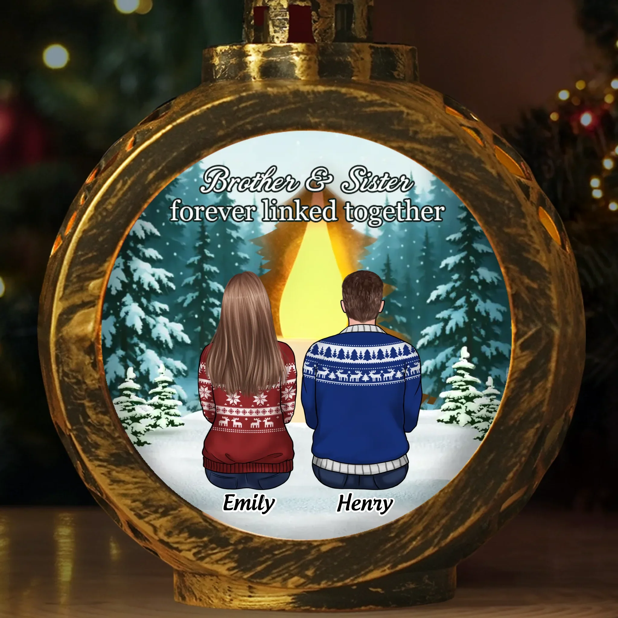 Custom Candlelight Lantern Ornament - Personalized Christmas Birthday Gifts For Brother, Sister - Keep The Light Within - Robaser