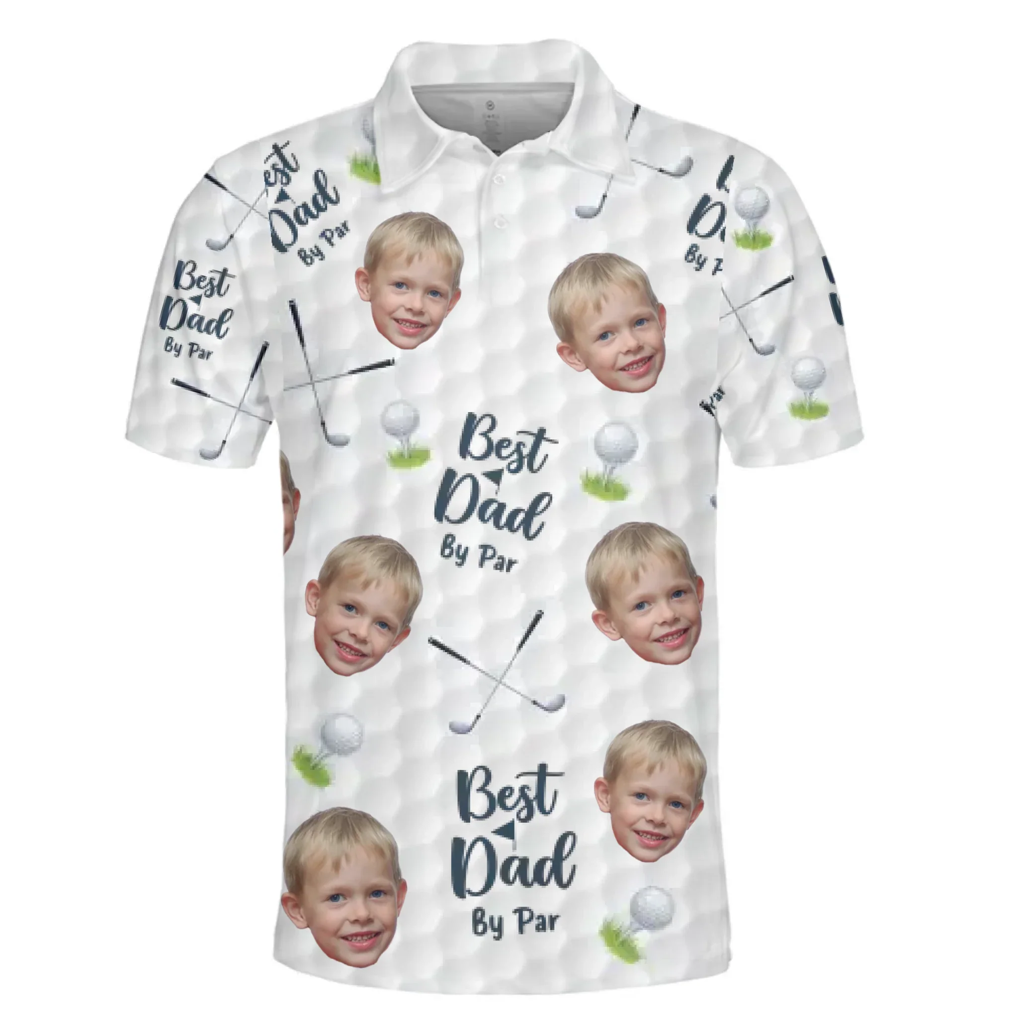 Custom Photo Best Dad By Par - Family Personalized Custom All Over Print Polo Shirt - Father's Day, Gift For Dad, Sport Lovers, Sport Players - Robaser