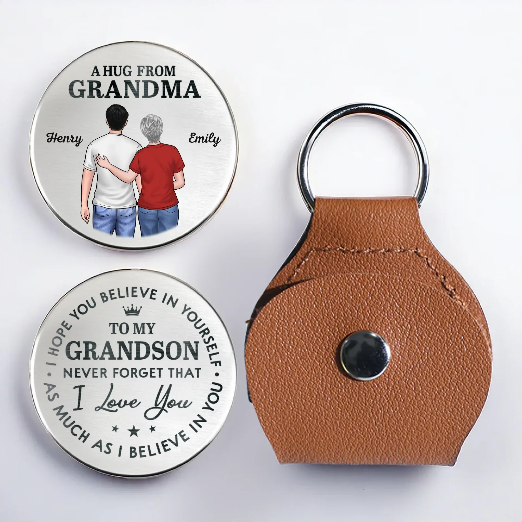 Custom Pocket Hug - Personalized Birthday Gifts For Grandpa, Grandma, Grandson, Granddaughter - Hug Held Close - Robaser