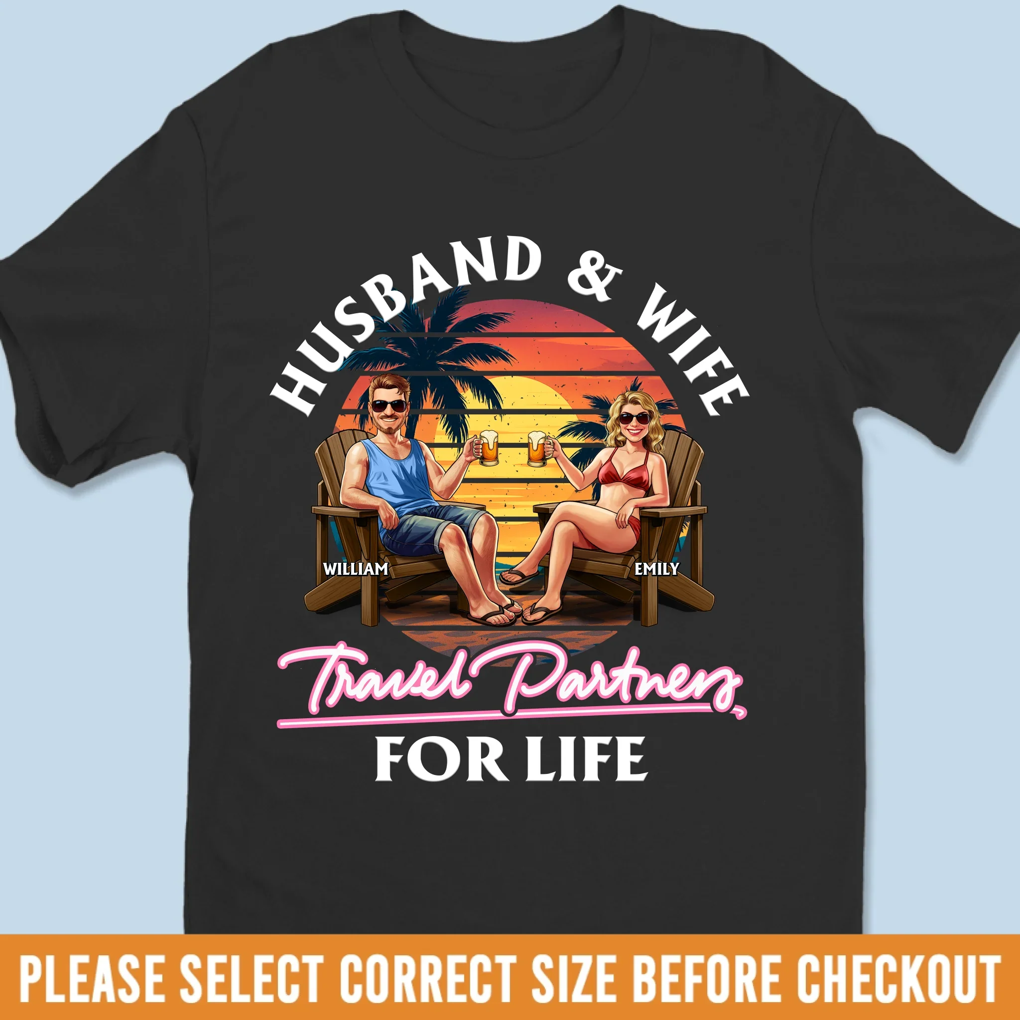 Custom Unisex T-shirt, Premium T-shirt, Hoodie - Personalized Anniversary Wedding Gifts For Husband And Wife, Him And Her - Travel Partners For Life - Robaser