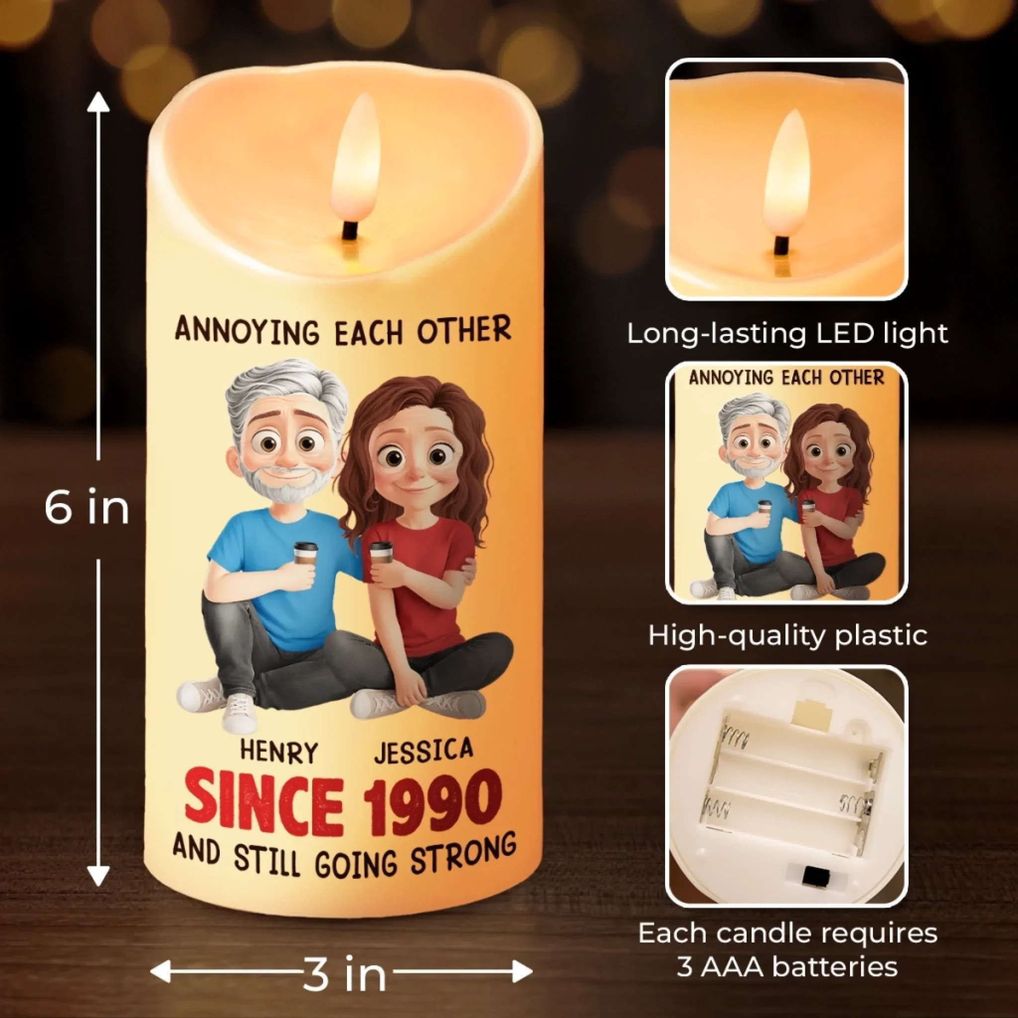 Custom LED Candle - Personalized Anniversary Wedding Gifts For Husband And Wife, Him And Her - We  re Unstoppable Together - Robaser