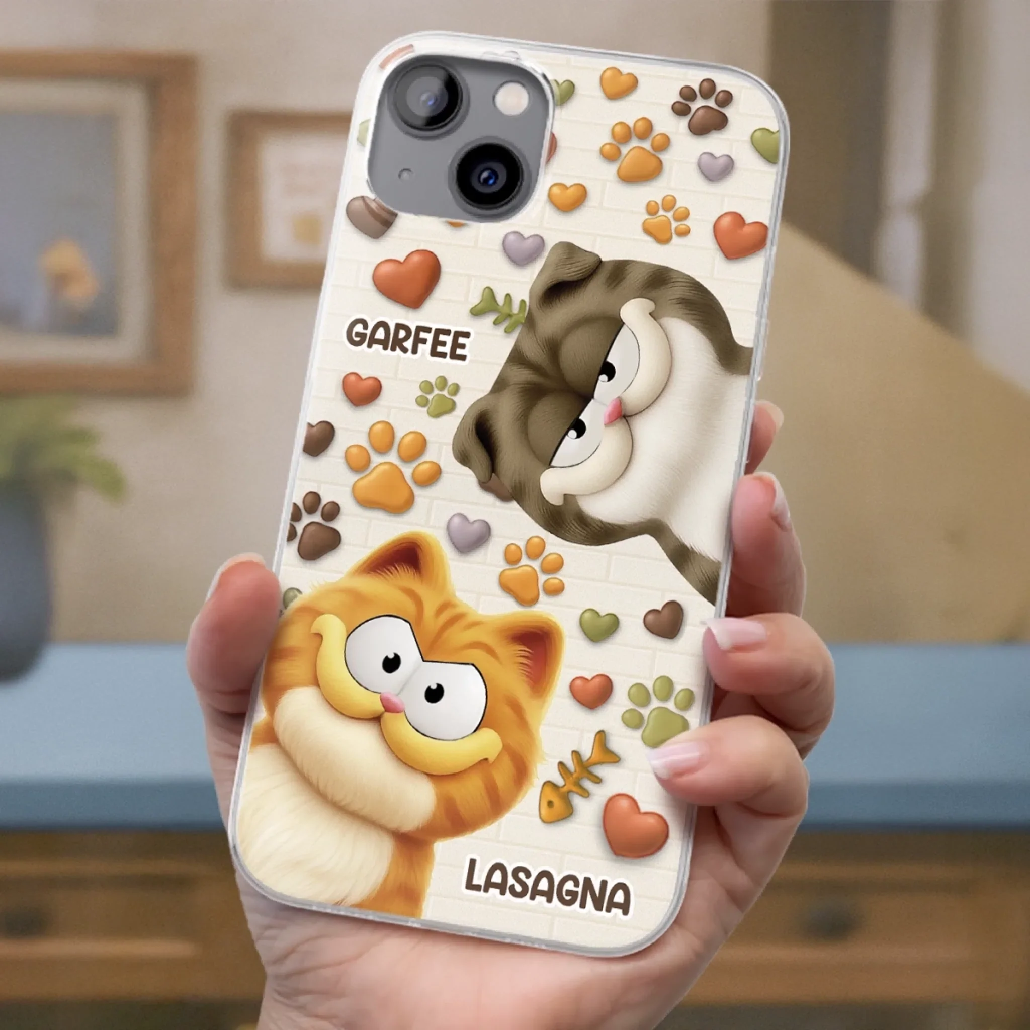 Custom 3D Inflated Effect Printed Clear Phone Case - Personalized Birthday Gifts For Cat Lovers, Cat Mom And Dad - Furry Friends Brighten Every Call - Robaser