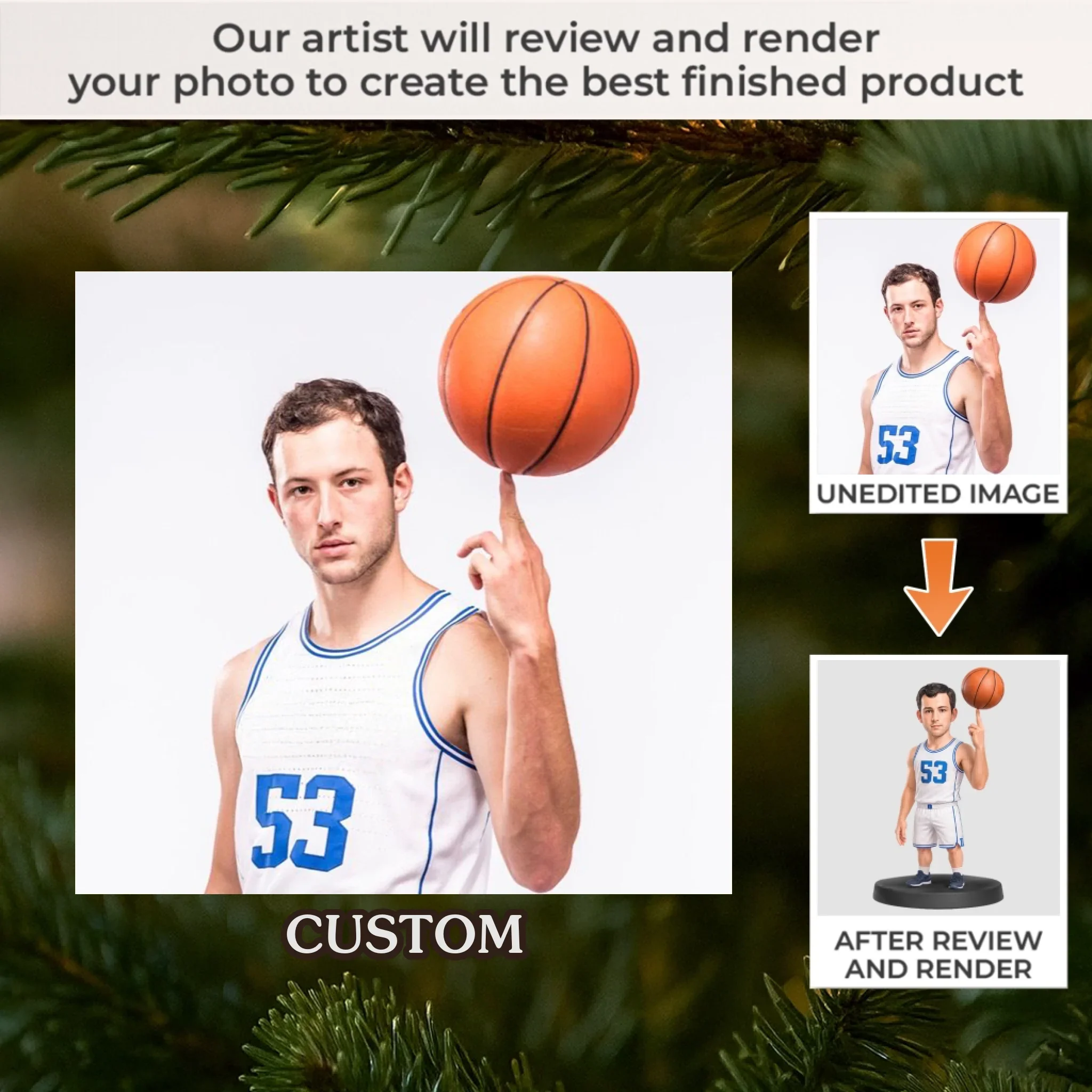 Custom Photo Acrylic Ornament - Personalized Christmas Birthday Sport Gifts For Sports Lovers - Dunking All The Way - Robaser