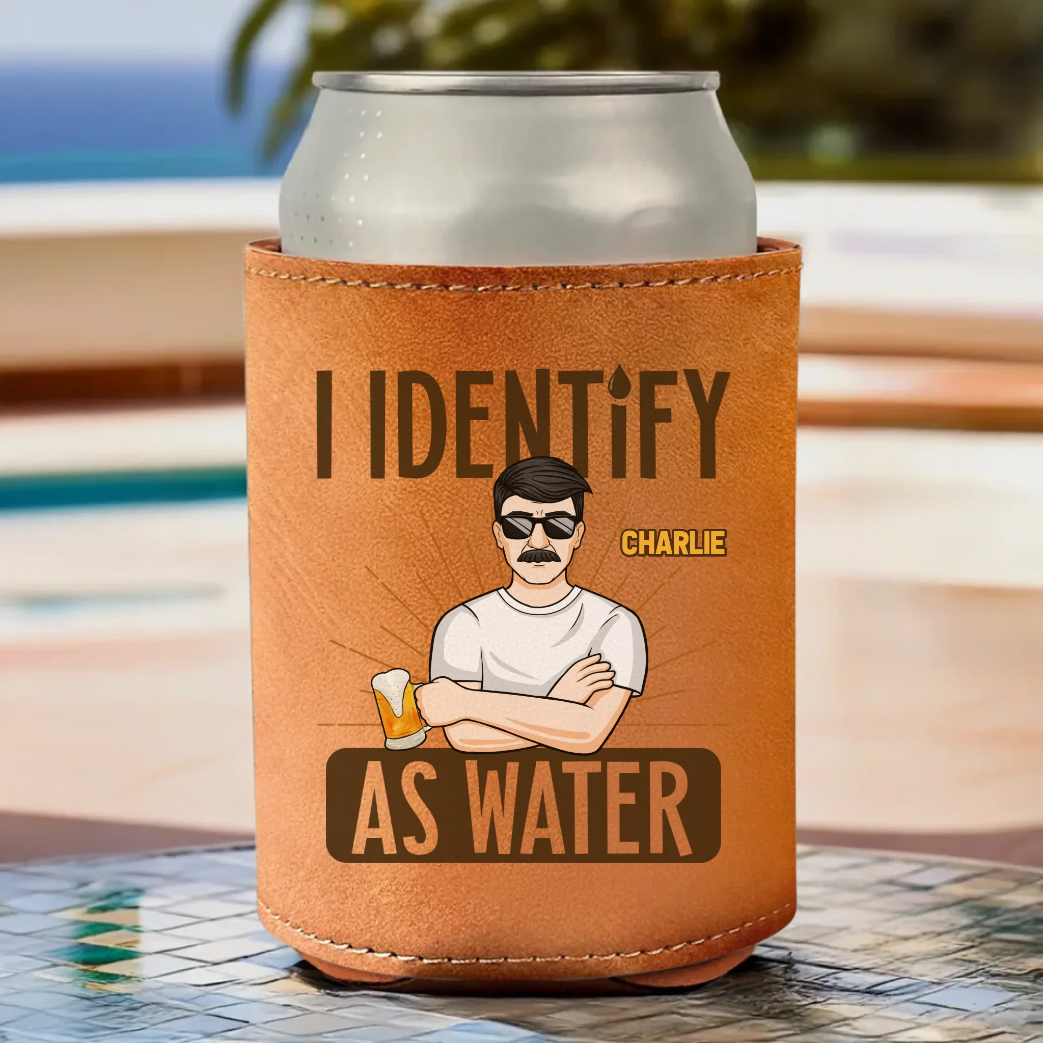 Not Water Just Better - Family Personalized Custom Leather Can Cooler - Father's Day, Gift For Dad, Grandpa - Robaser