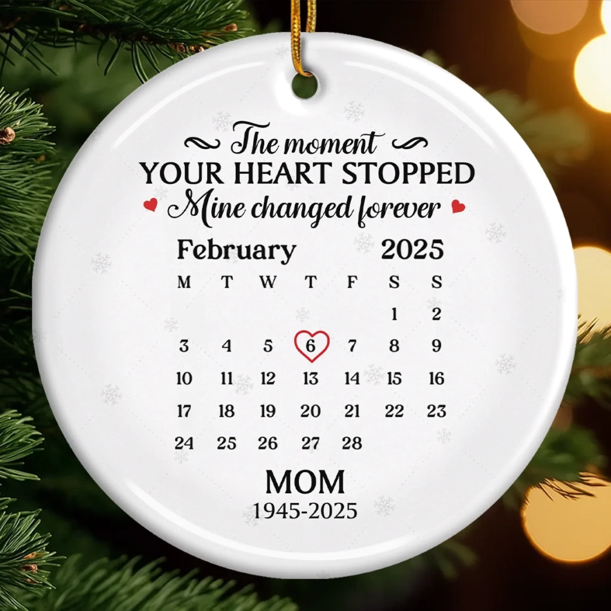 Custom Ceramic Ornament - Personalized Christmas Memorial Sympathy Gifts For Loss Of Mom, Dad - Gone From Sight, Never From Heart - Robaser