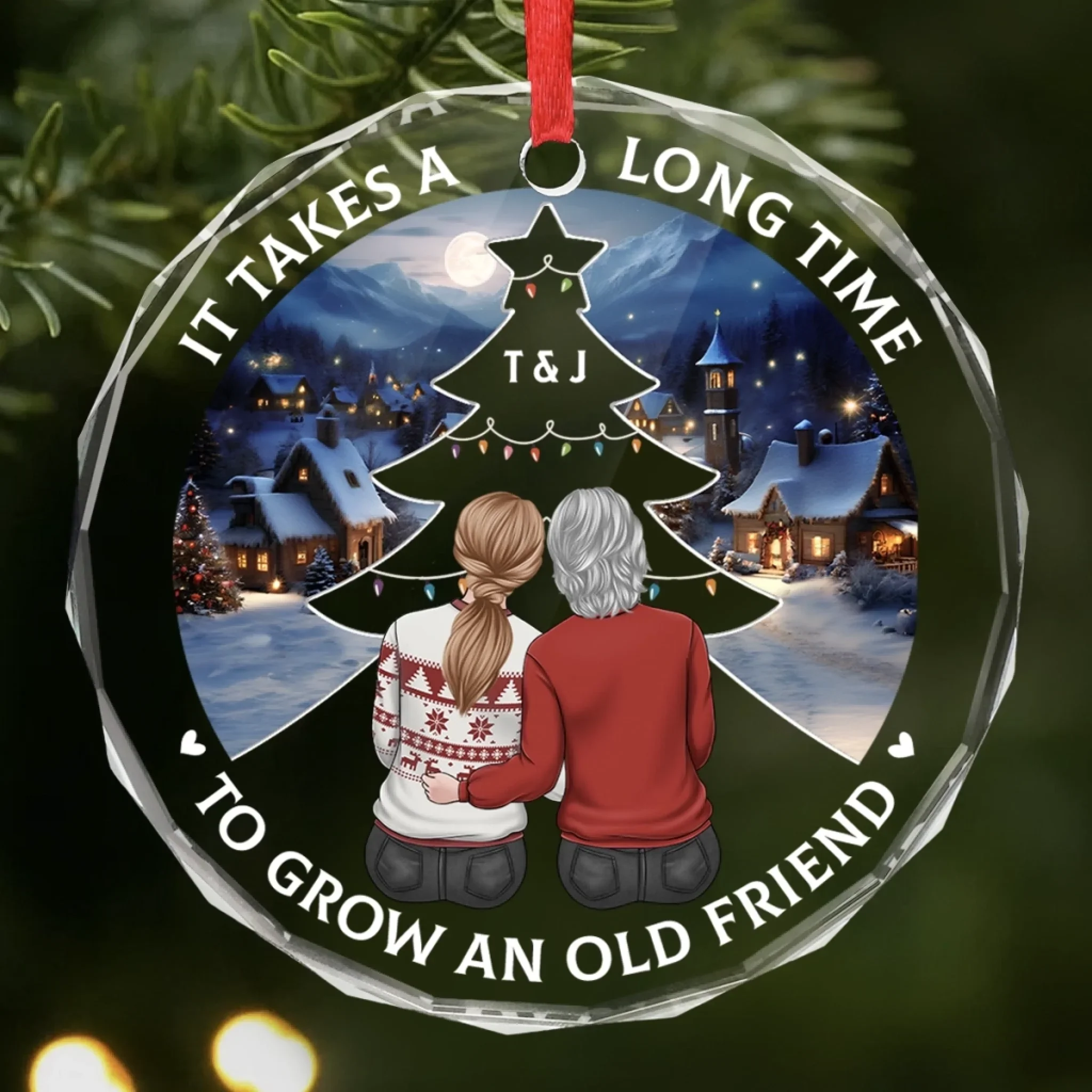 Custom Circle Glass Ornament - Personalized Best Friend Birthday Gifts For Women, Besties, Sisters, BFF - Friends Forever More Precious Than Gold - Robaser