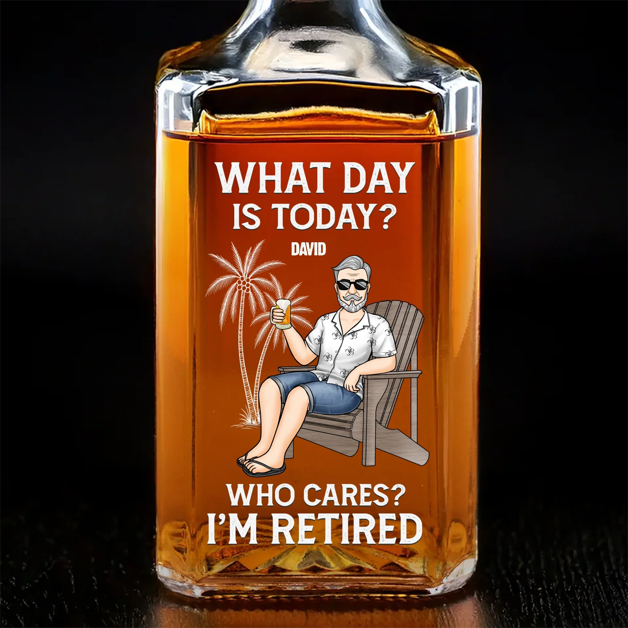 Custom Glass Whiskey Bottle - Personalized Retirement Gifts For Best Friends, Family, Coworker, Work Bestie, Wine, Bourbon, Whiskey Lovers - No Deadlines, Just Lifelines - Robaser