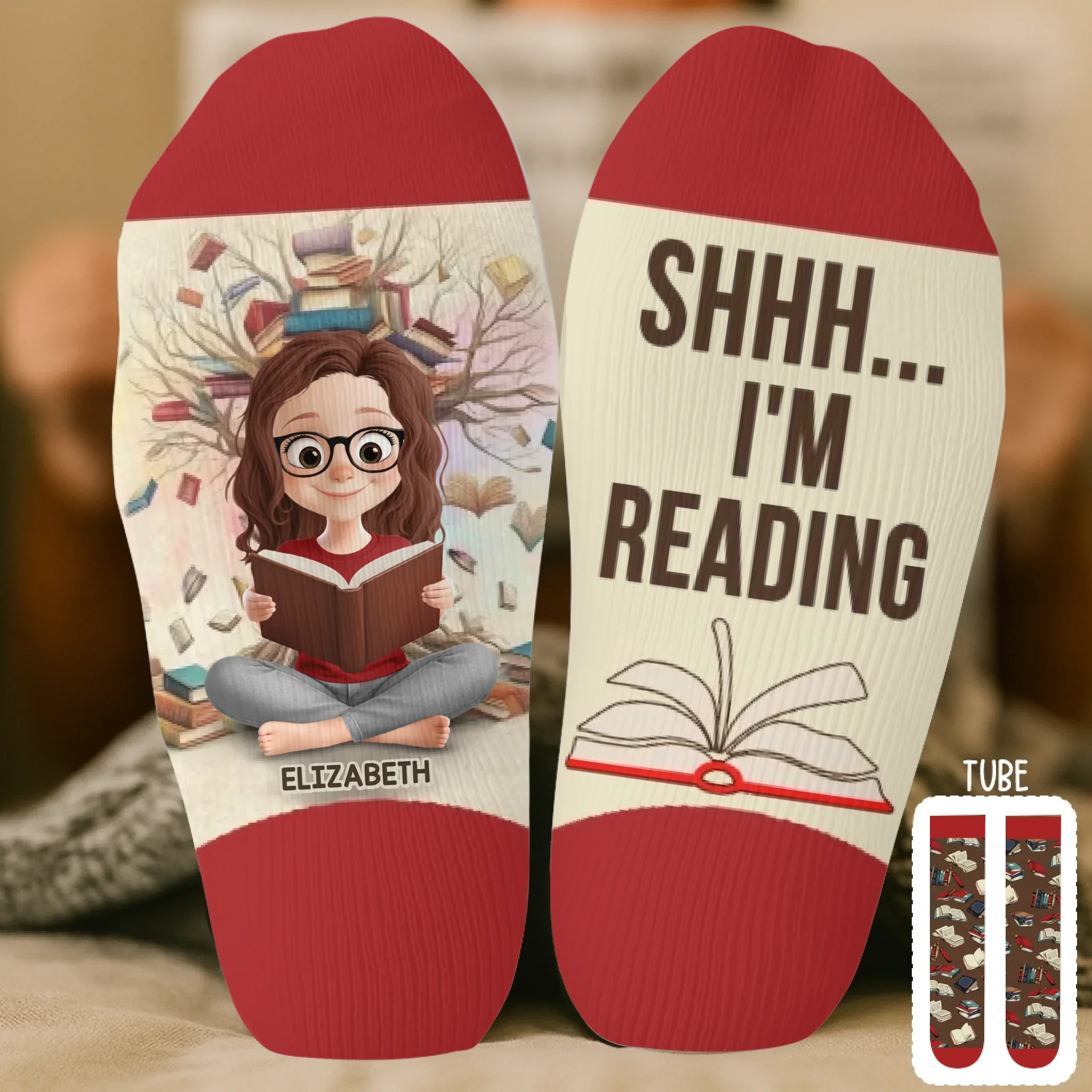 Custom Crew Socks - Personalized Bookish Gifts For Book Lovers, Bookworms, Readers - Bookmark My Heart - Robaser