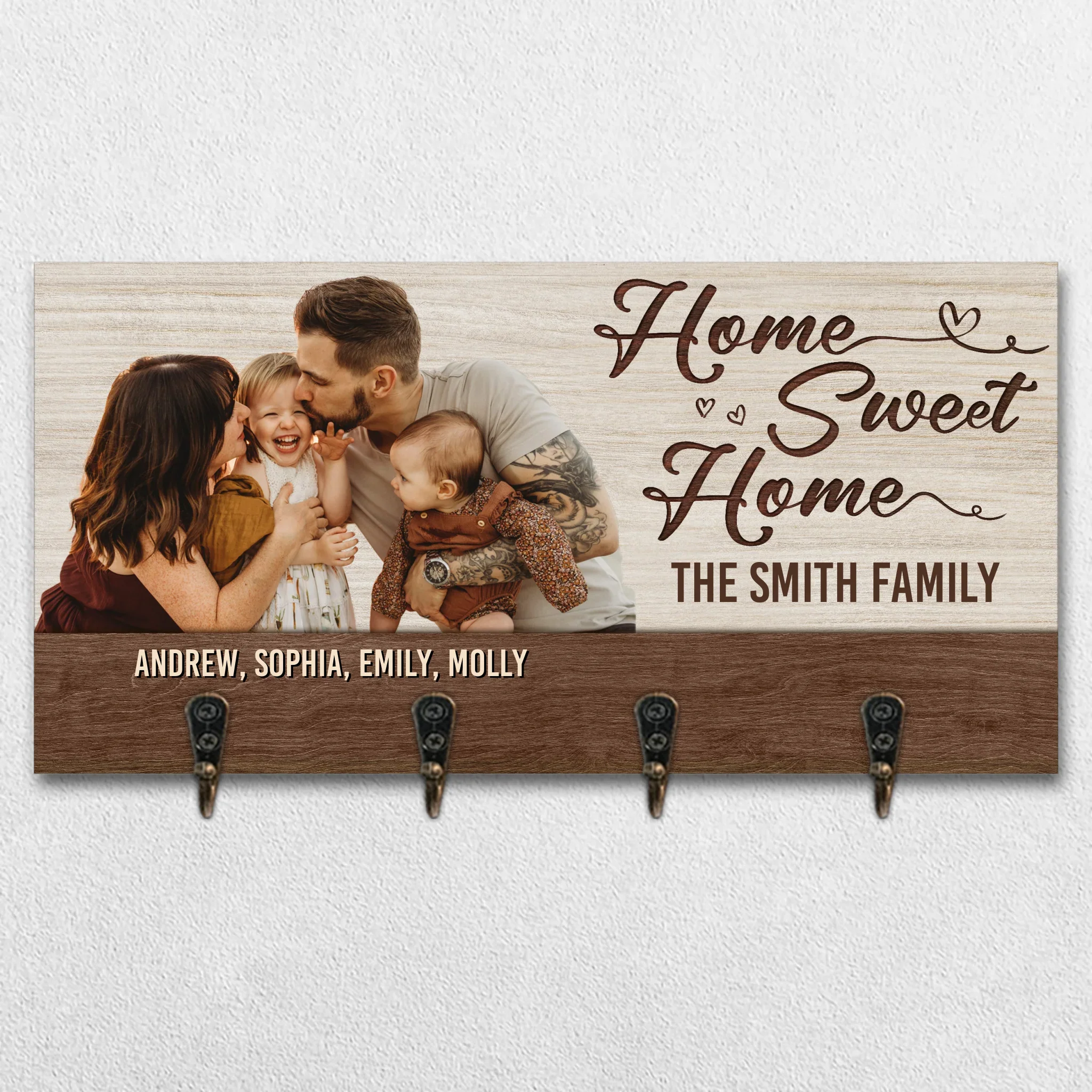 Custom Photo Key Hanger, Key Holder - Personalized Birthday Gifts For Mom, Dad, Kids - Your Welcome Starts Here - Robaser