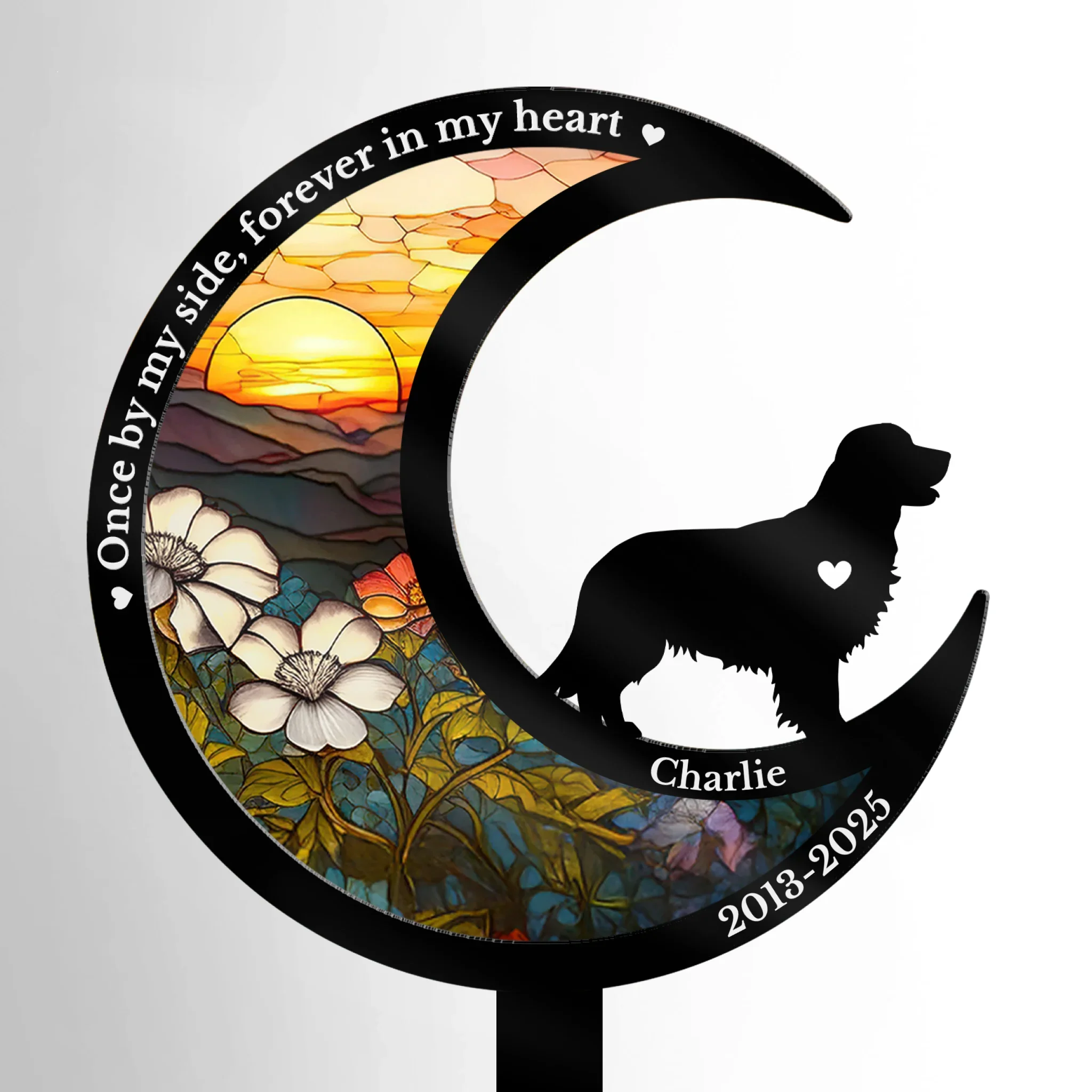 Custom Stain Glass Style Acrylic Garden Stake - Personalized Pet Memorial Gifts For Dogs - I Carry Your Love Wherever I Go - Robaser