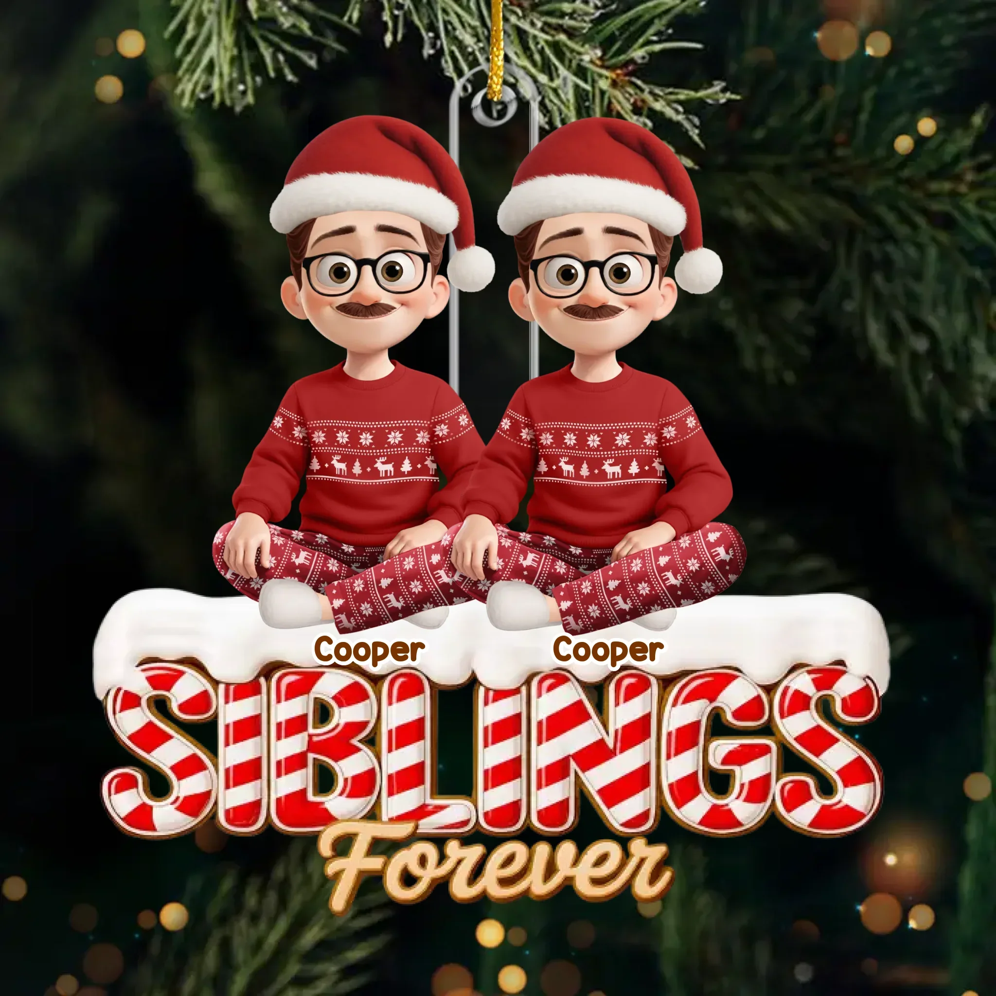 Custom Acrylic Ornament - Personalized Christmas Birthday Gifts For Brother, Sister - Double The Laughs Double The Fun - Robaser