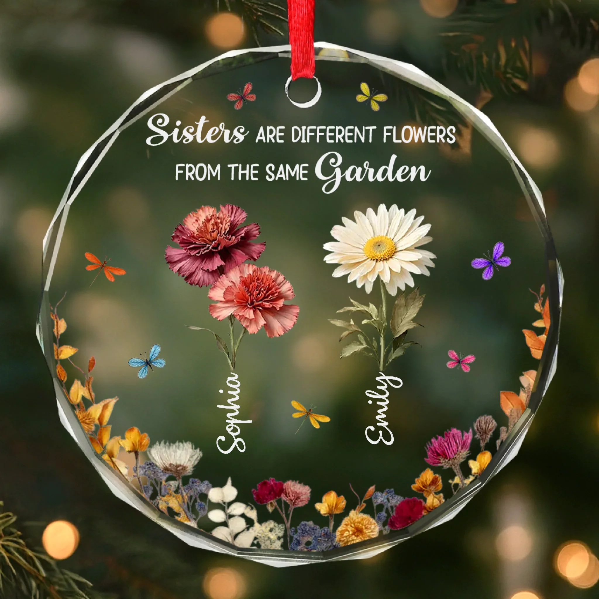 Custom Circle Glass Ornament - Personalized Best Friend Birthday Gifts For Women, Besties, Sisters, BFF - Together Since Day One - Robaser