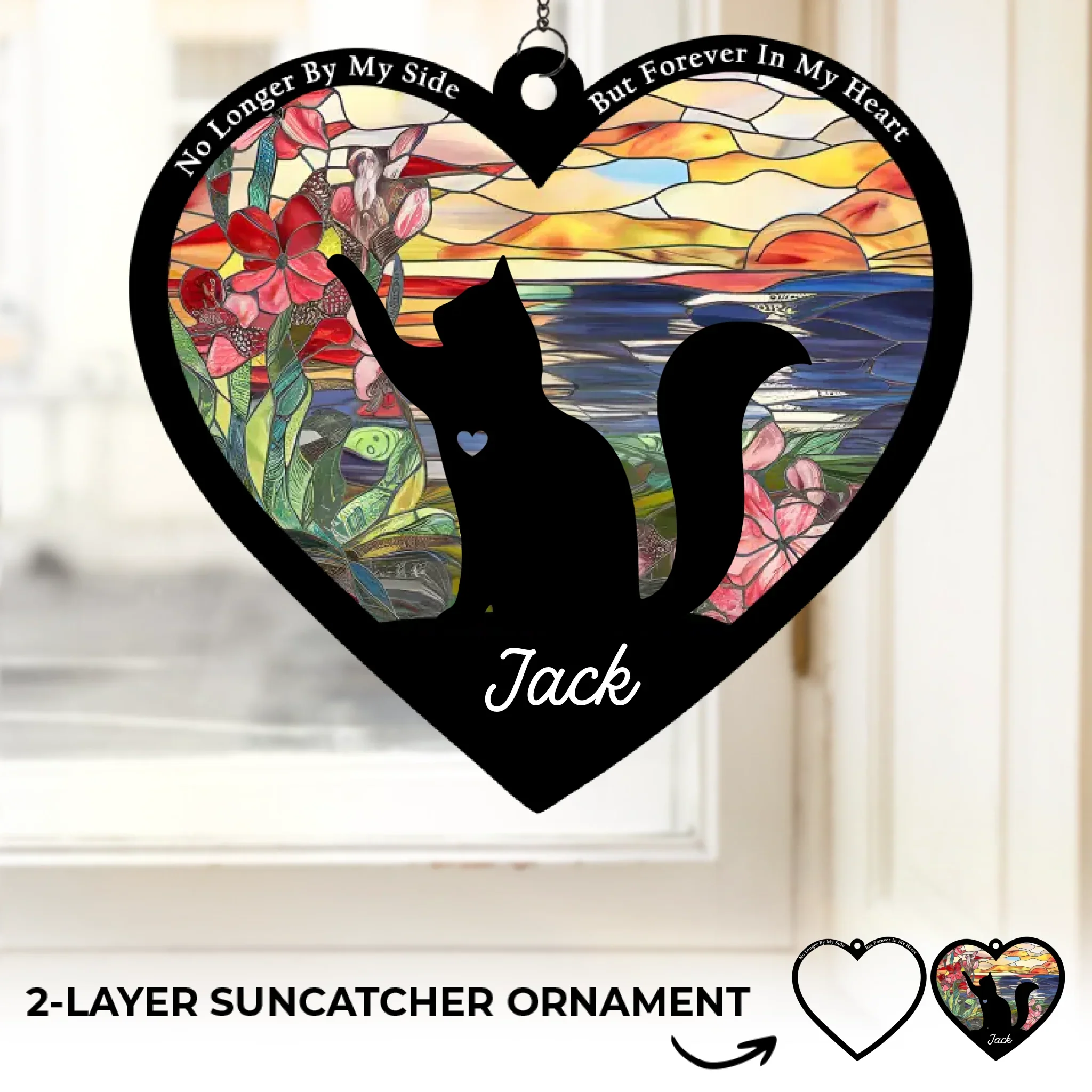 A Cat  s Love, An Eternal Memory - Memorial Personalized Window Hanging Suncatcher Ornament - Sympathy Gift For Pet Owners, Pet Lovers - Robaser