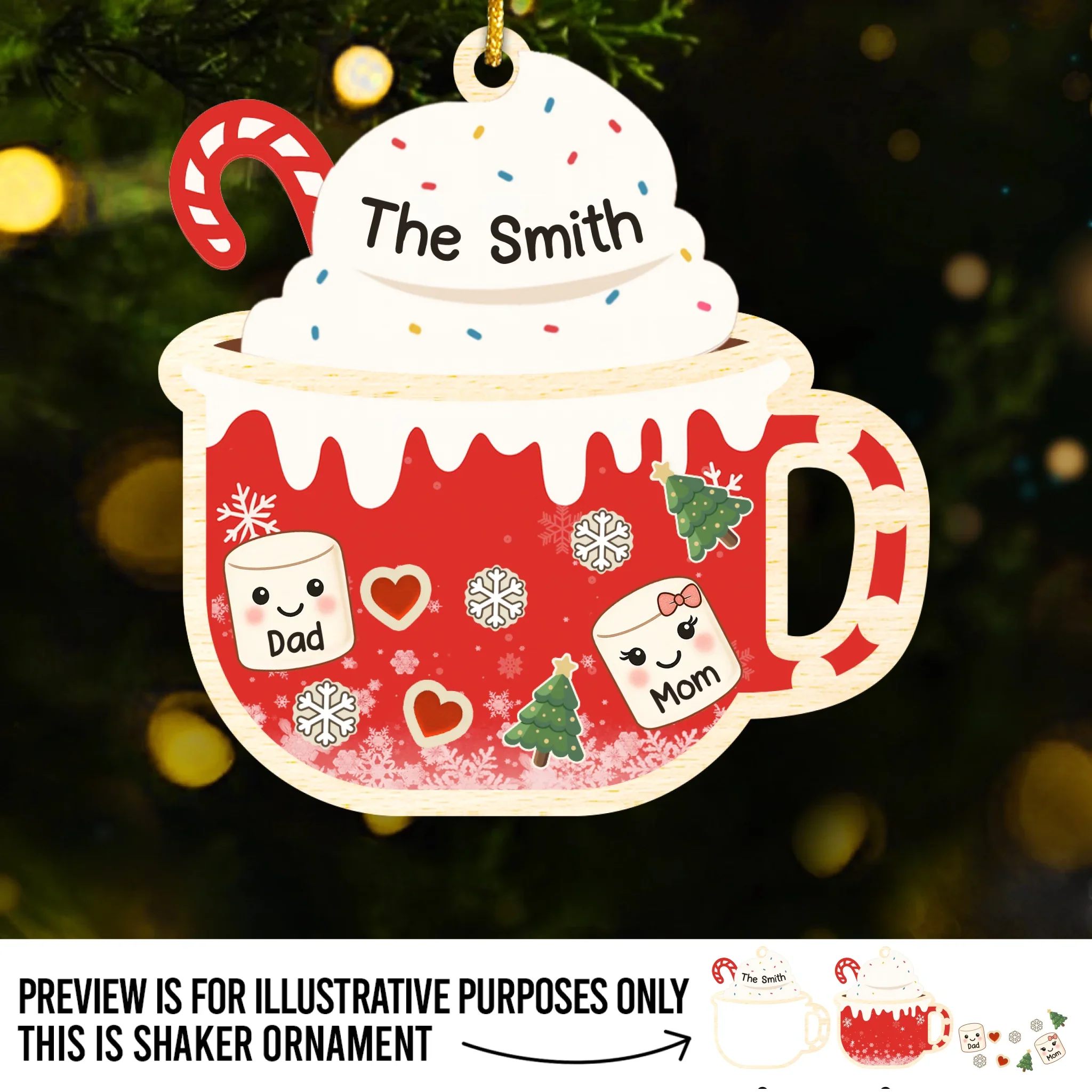 Custom 3 Layers Shaker Ornament - Personalized Christmas Birthday Gifts For Mom, Dad, Kids - Little Marshmallows, Big Love - Robaser